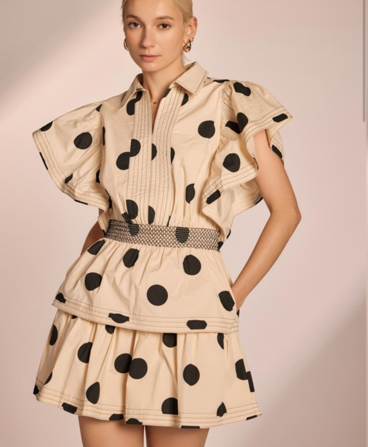 Polka dot cream dress