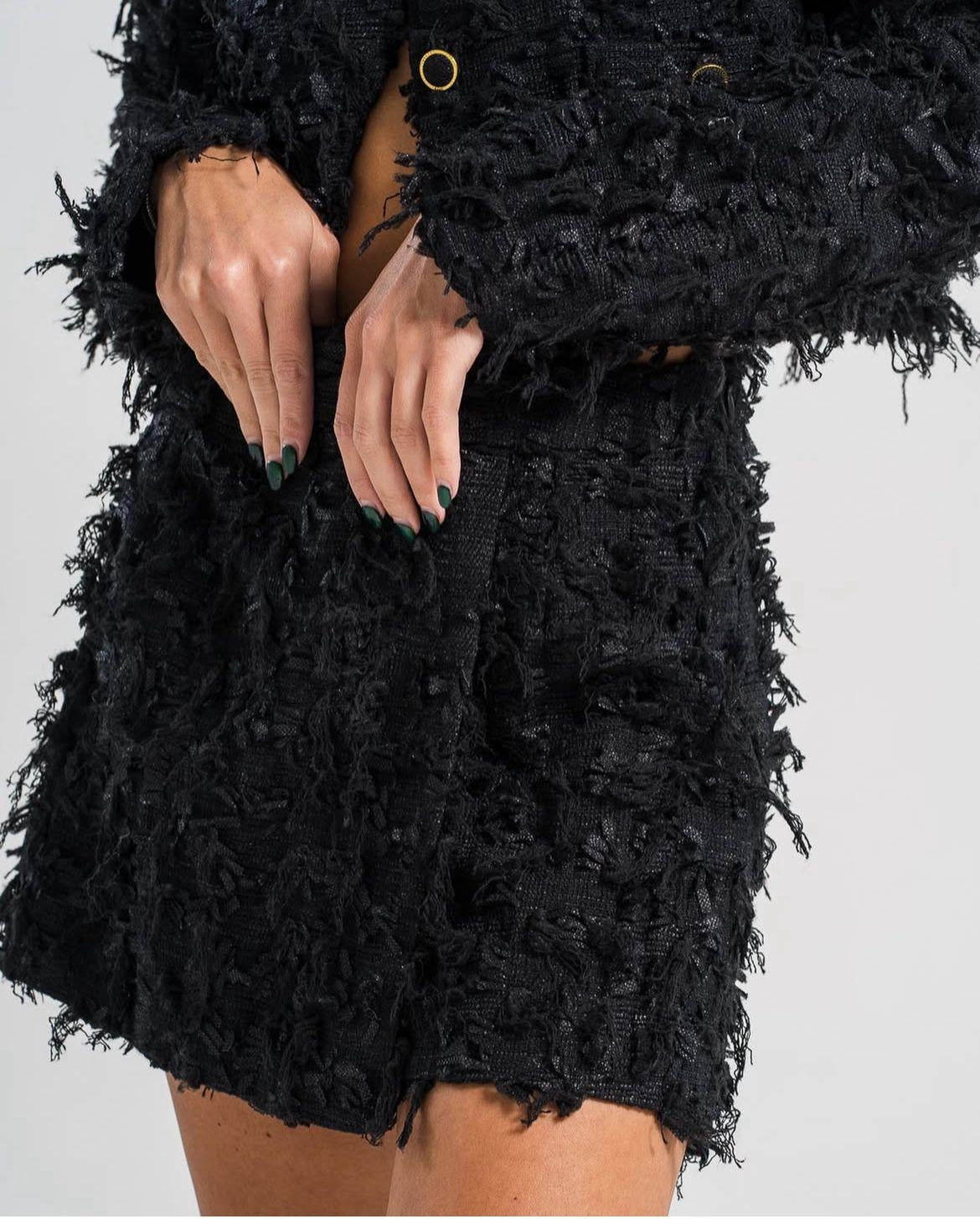 Textured tweed black set
