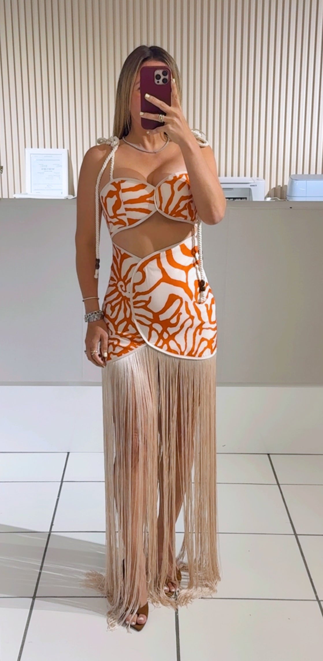 Abstract Fringe Fusion Dress