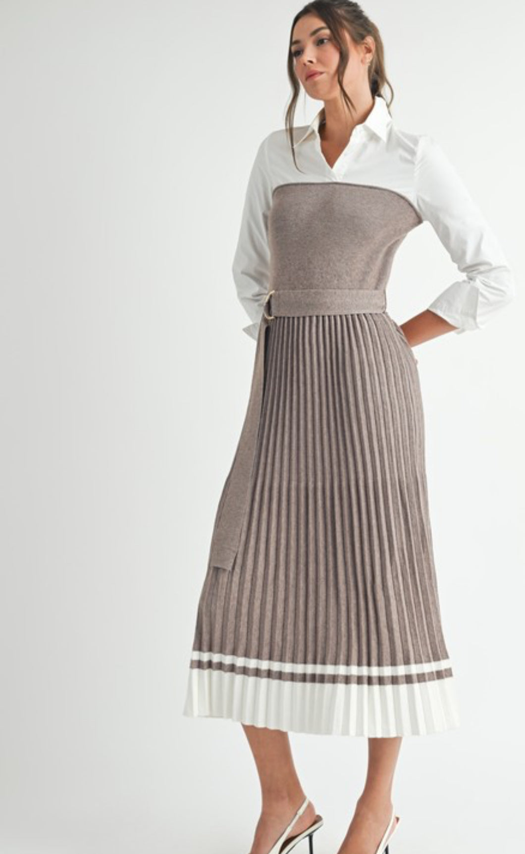 Taupe shirt dress