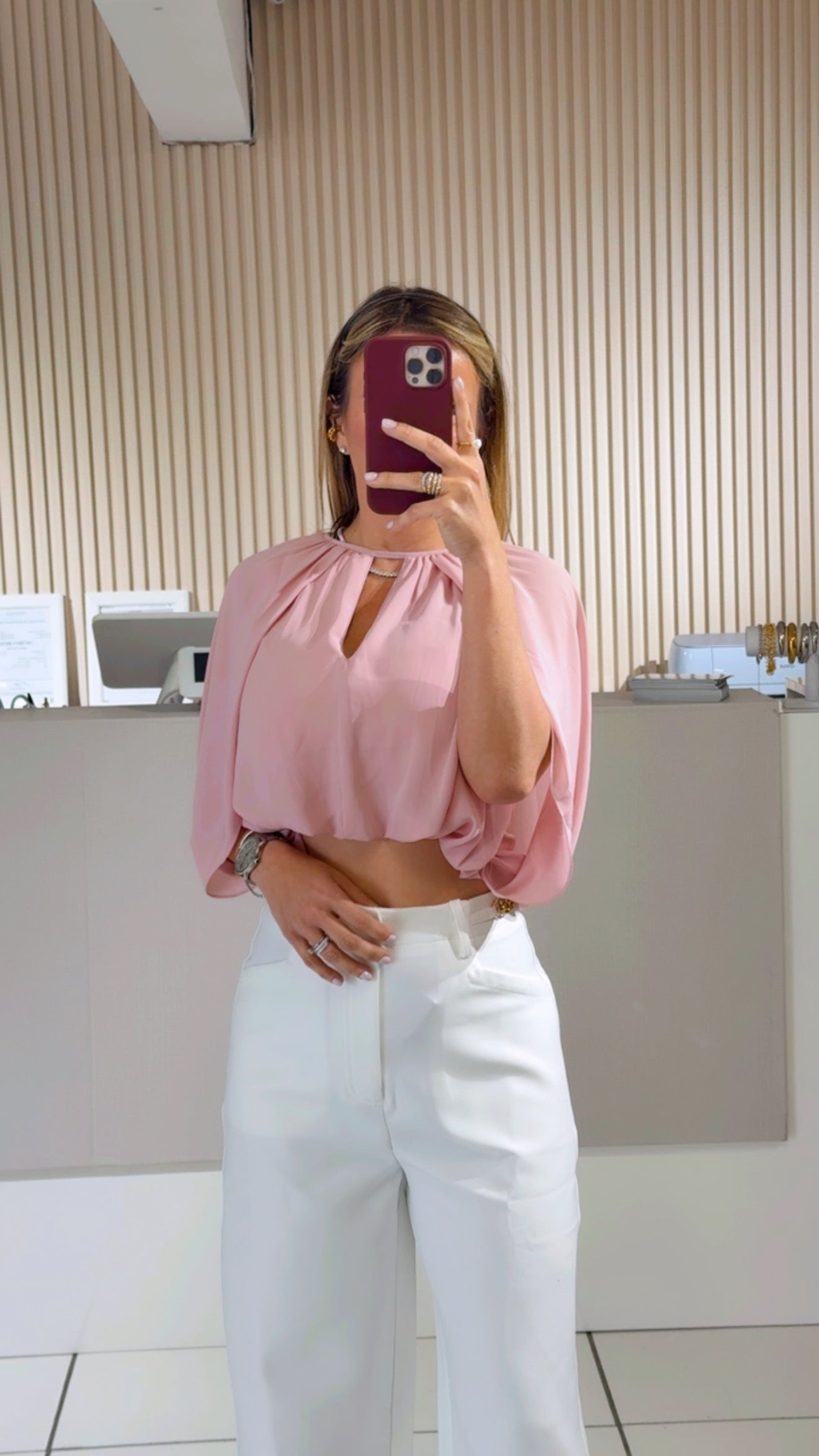 Blush Soft Pleated Blouse