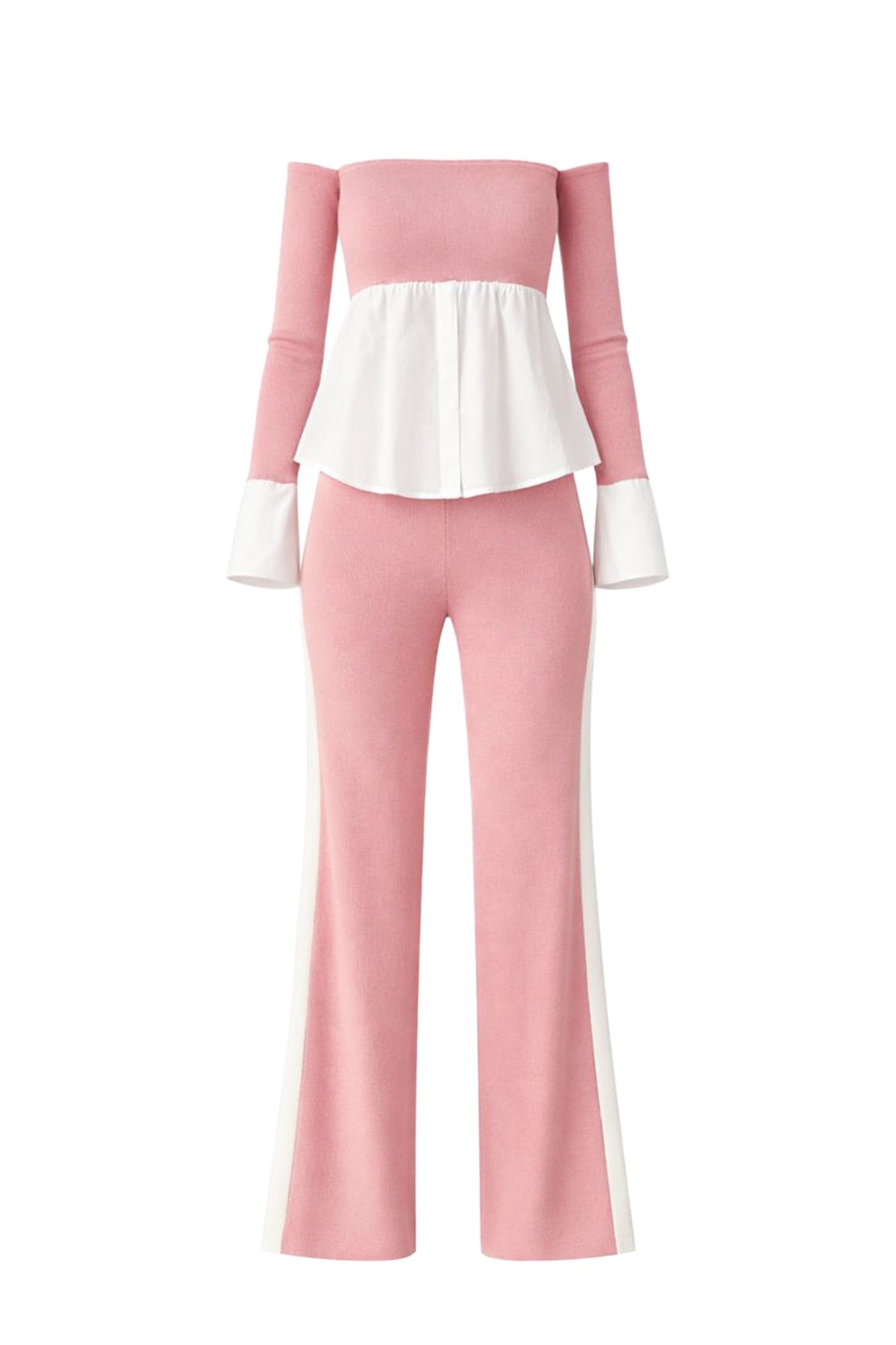 PINK Knit Off Shoulder Top Shirt And Pants Set