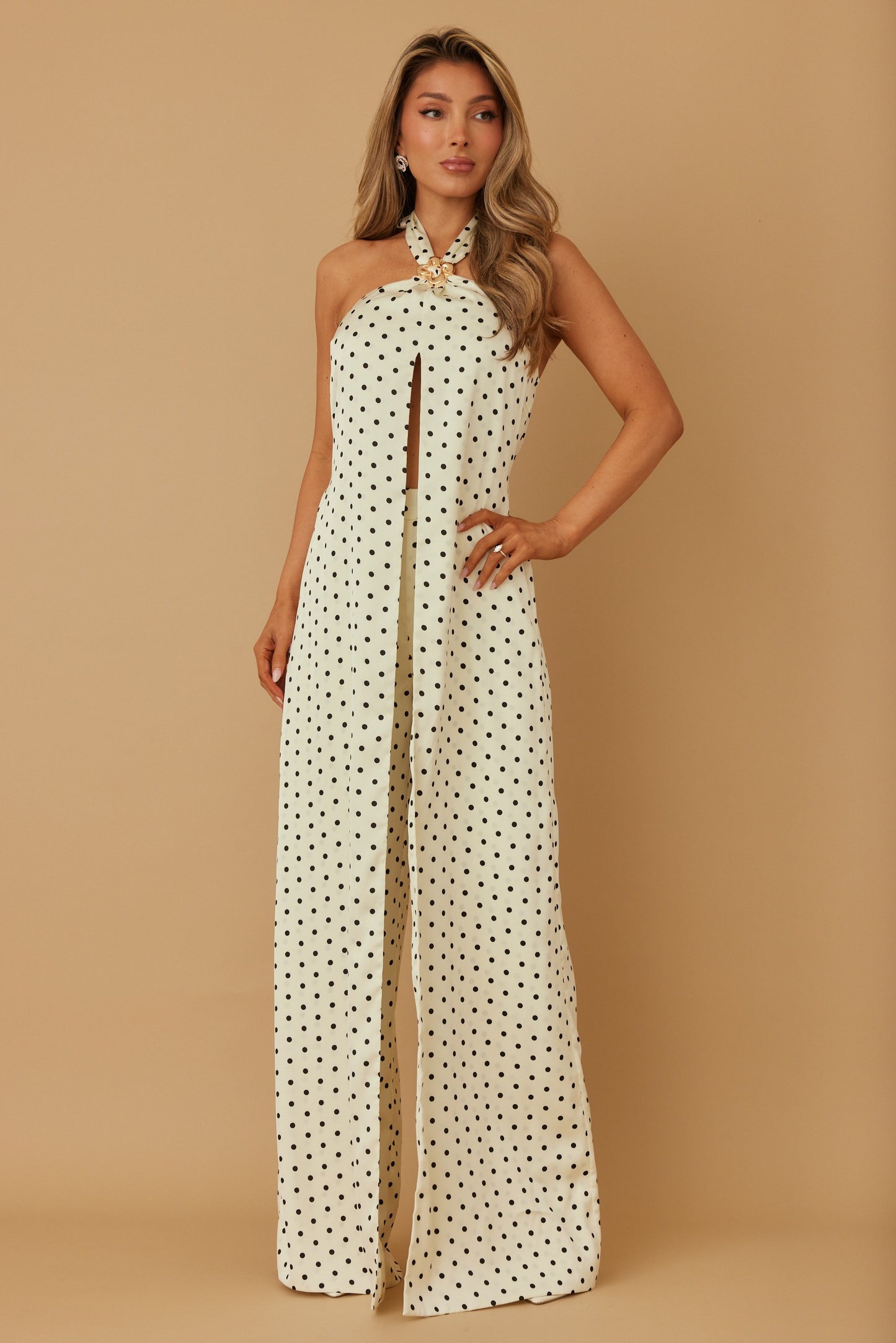 WHITE Silk Haltered Jumpsuit