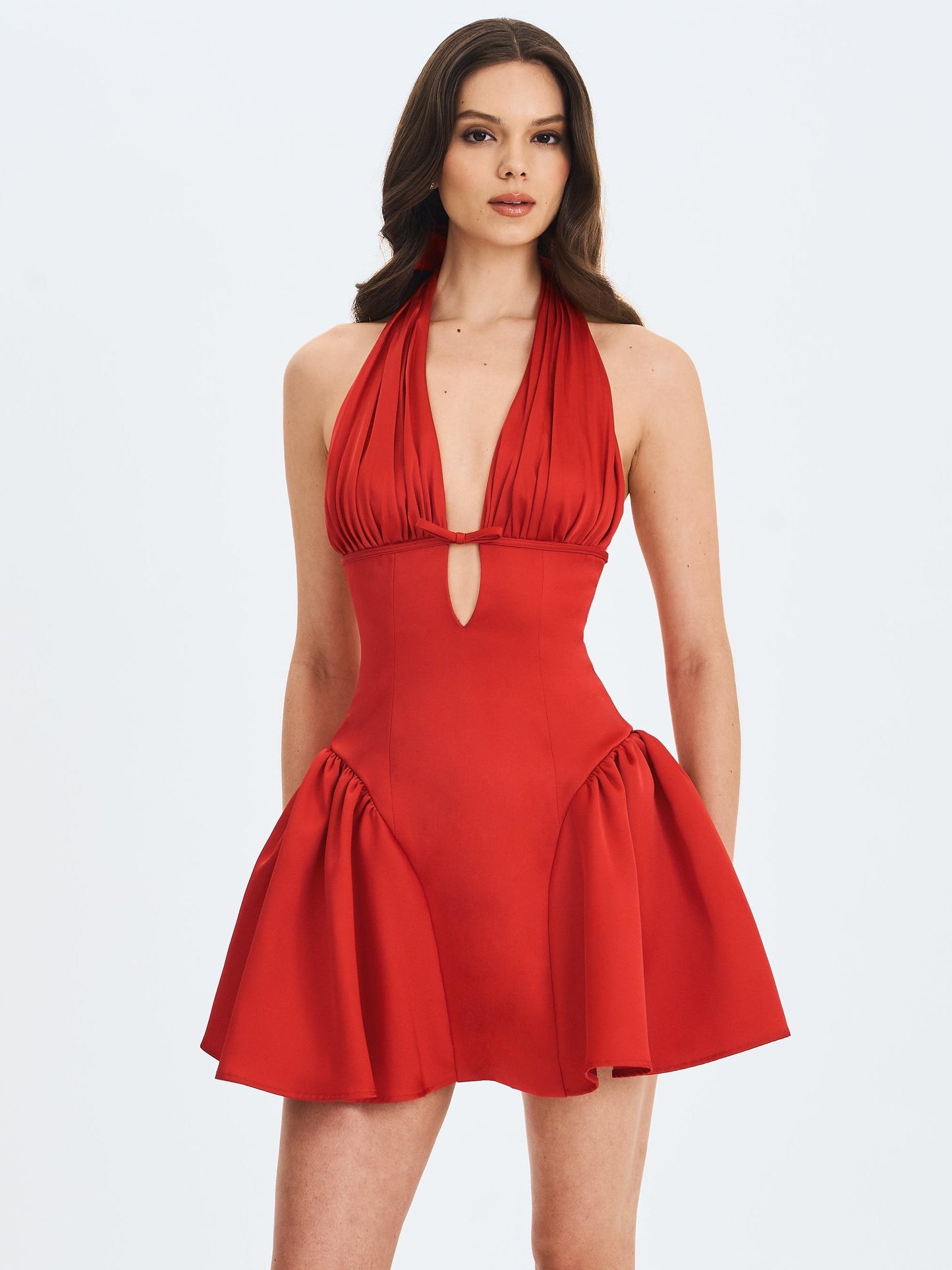 Peyton Ruby Plunging Halter Keyhole Mini Dress 2964MC30