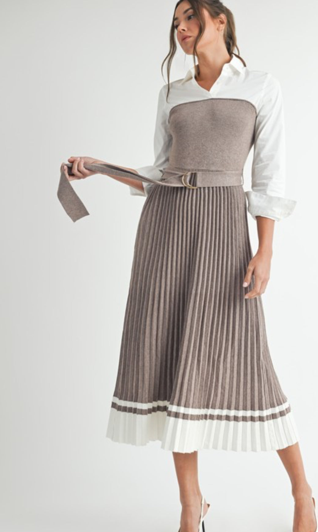 Taupe shirt dress