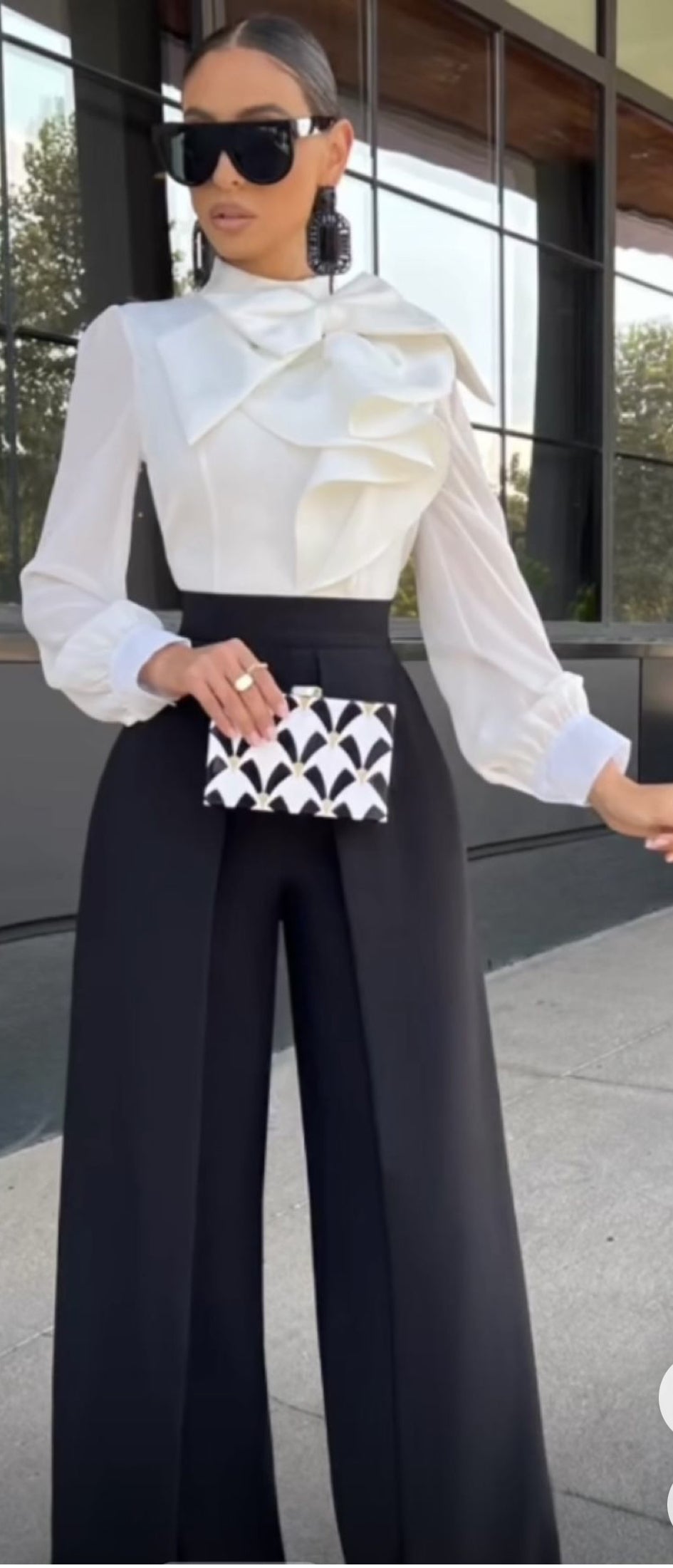 Solid pleated front wide pants