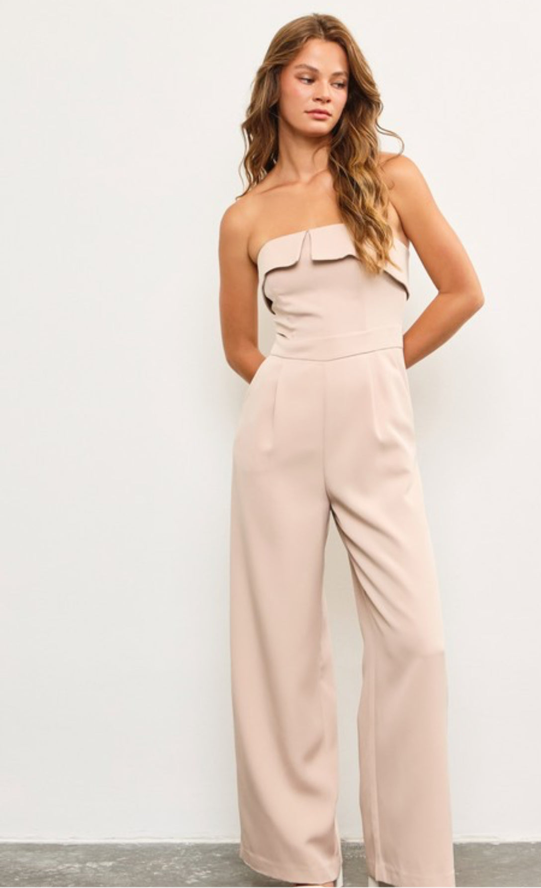 Strapless nude jumpsuit