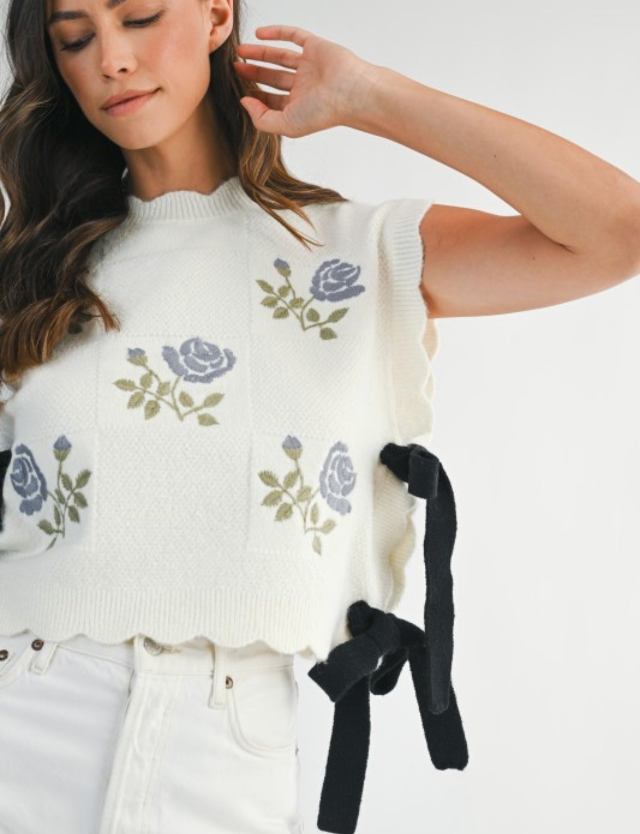 Embroidered white vest