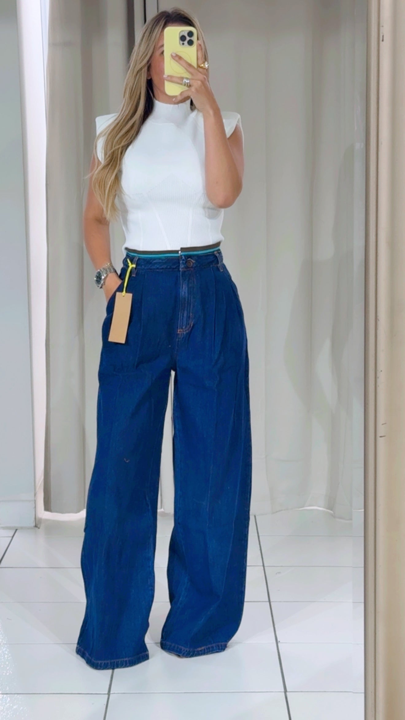 Dark denim white blue line