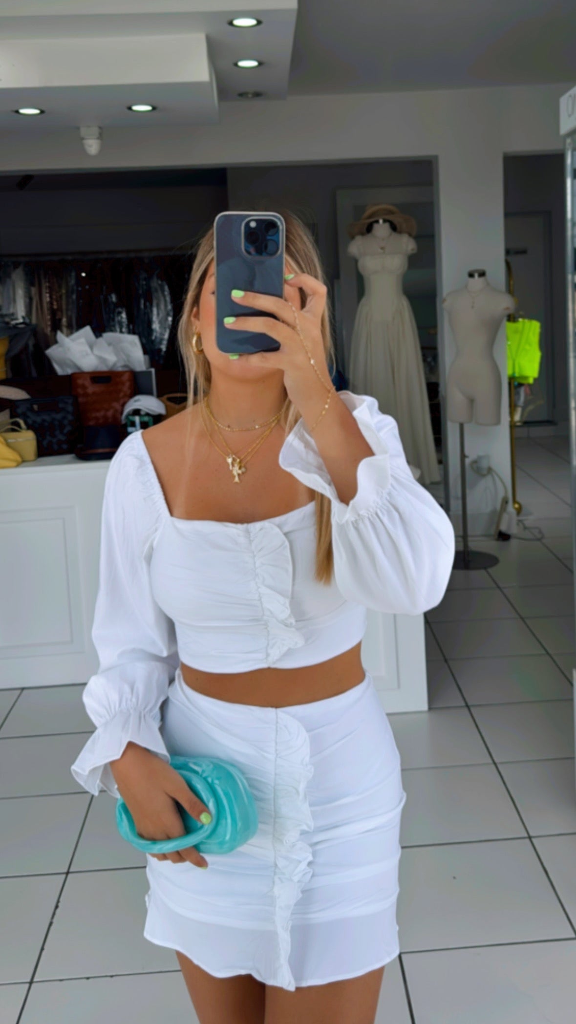 White ruffle set