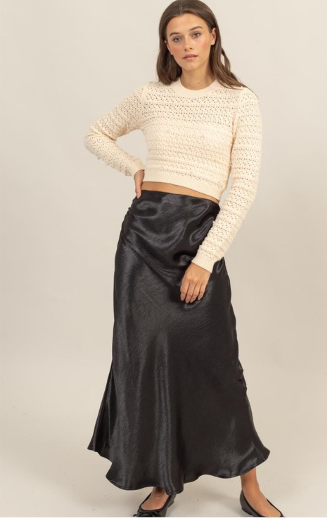 Black satin skirt