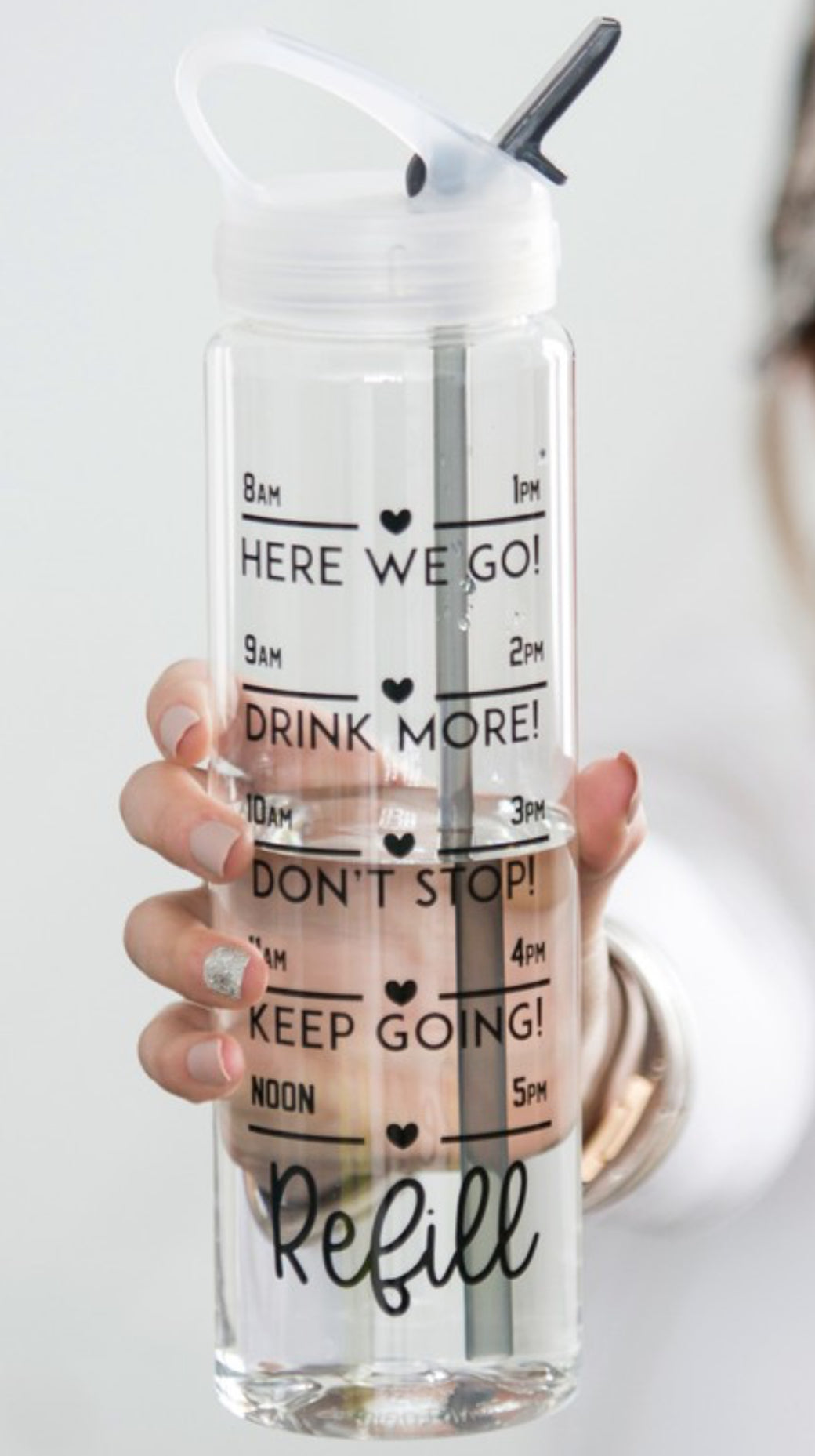 Goal tracker straw water bottle