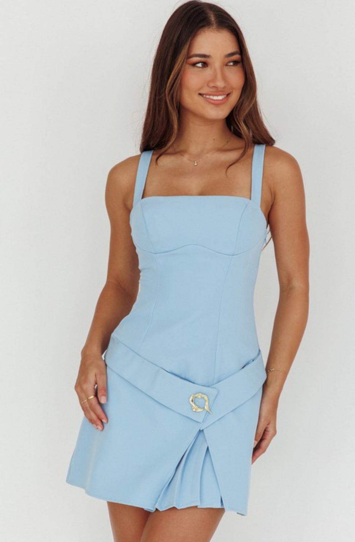 Wrap front mini dress blue