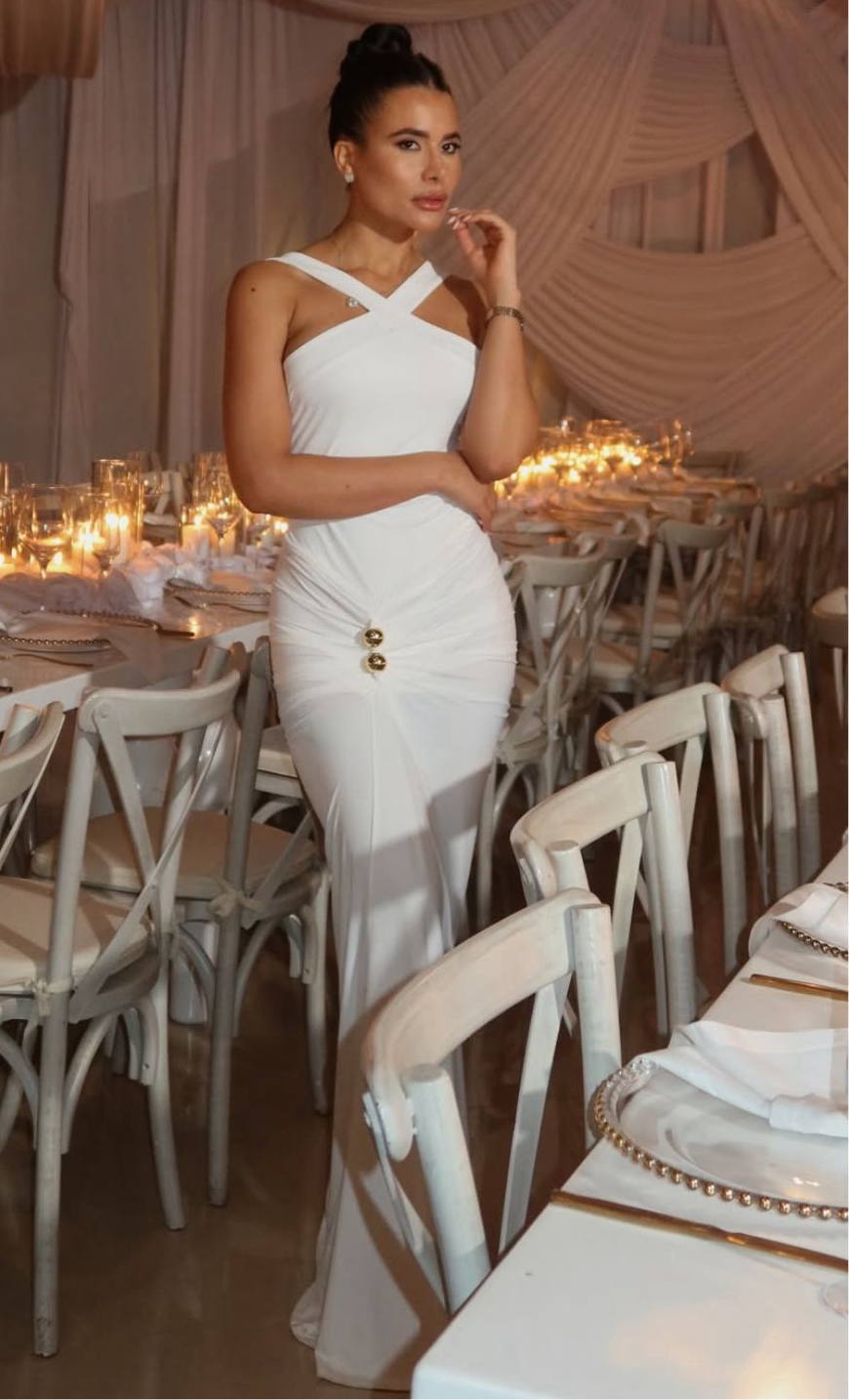 White gold maxi dress