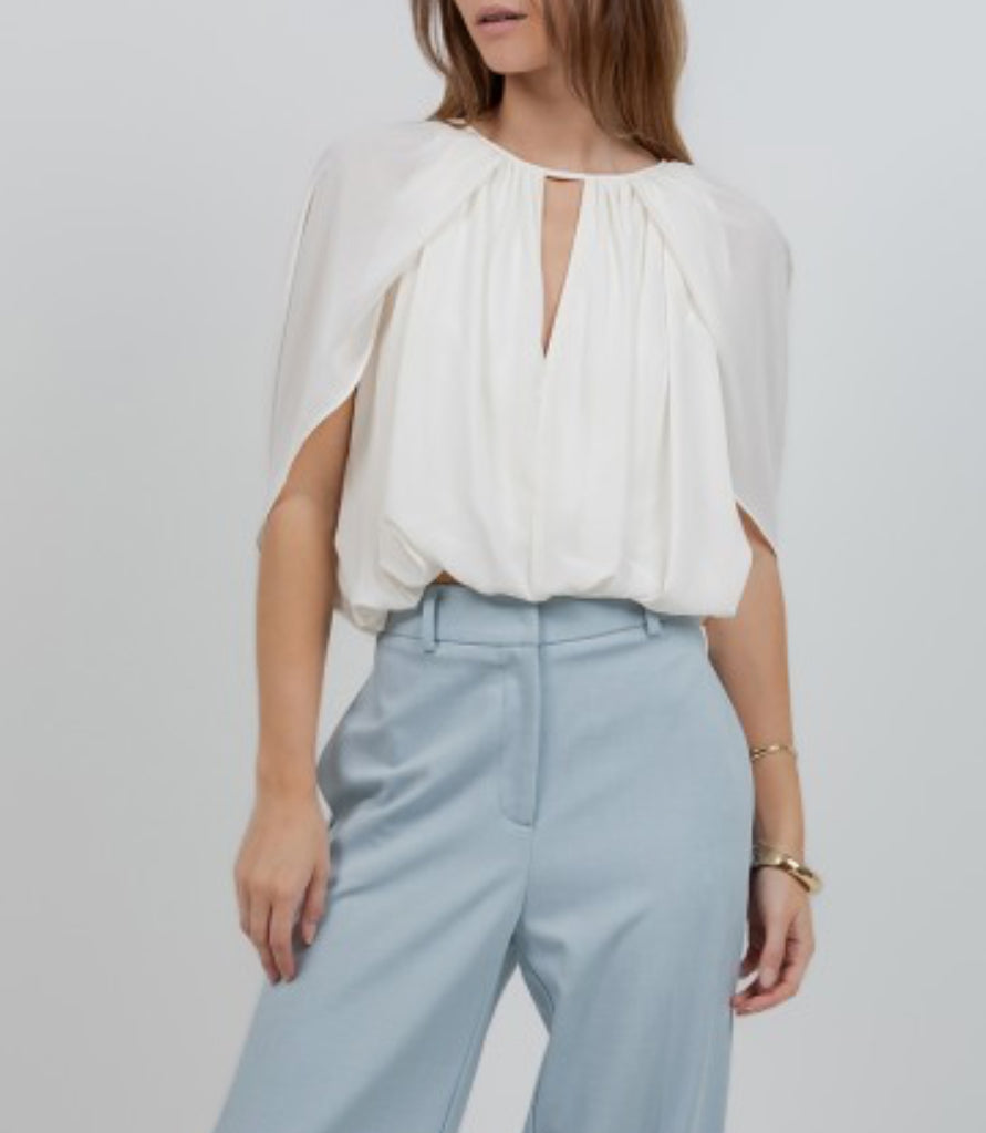 White Soft Pleated Blouse