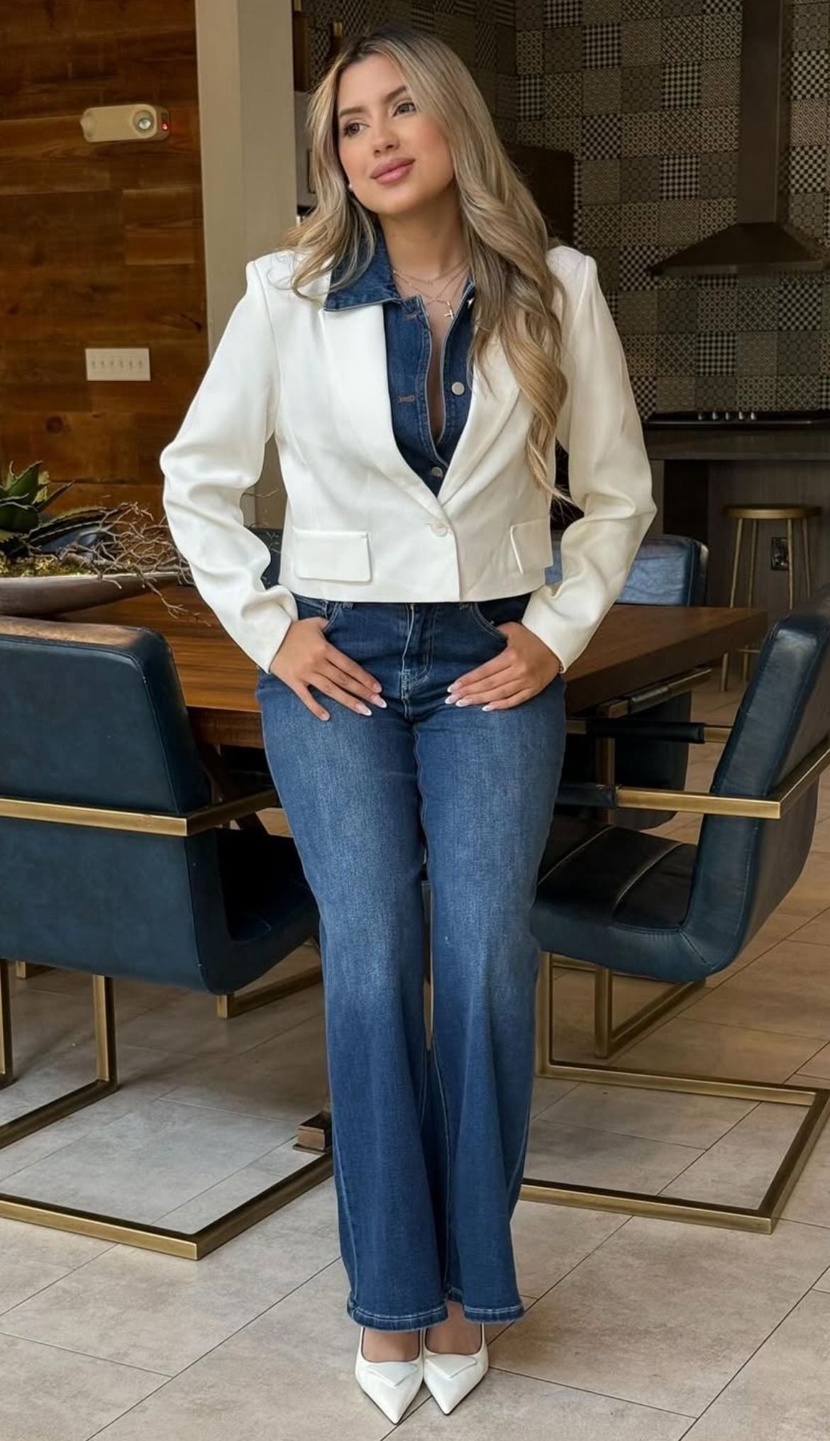 Denim white vest