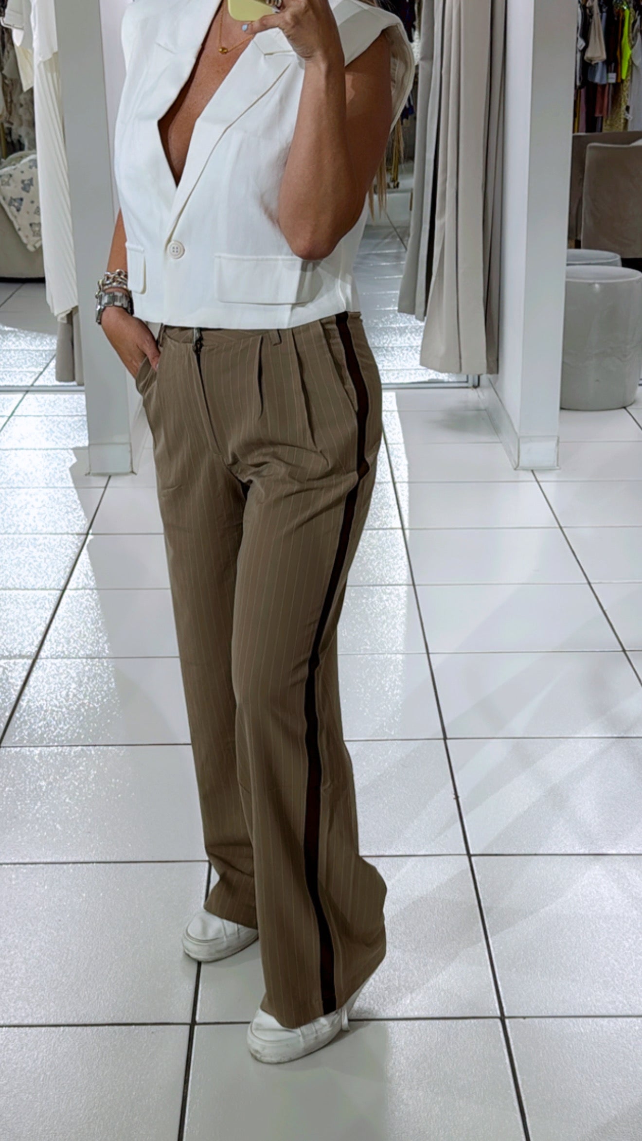 Stripe nude pant
