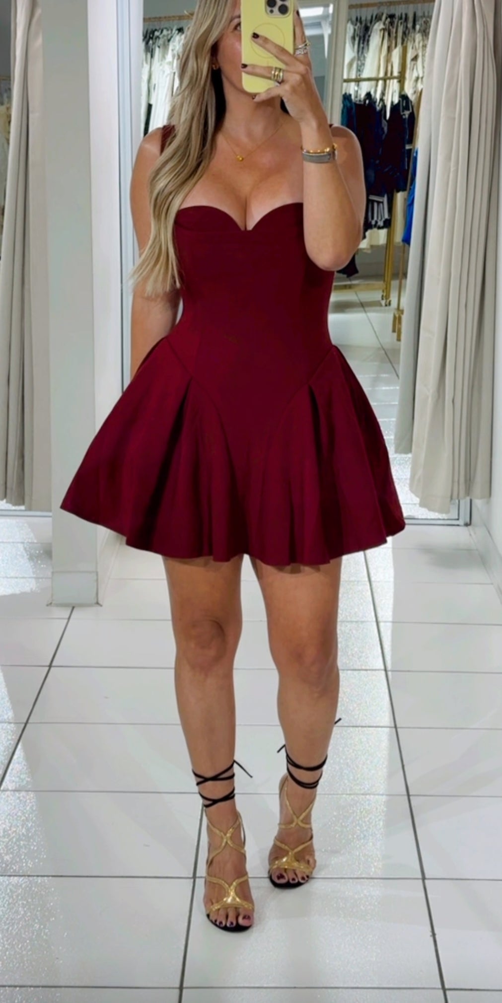 Couture flare burgundy dress