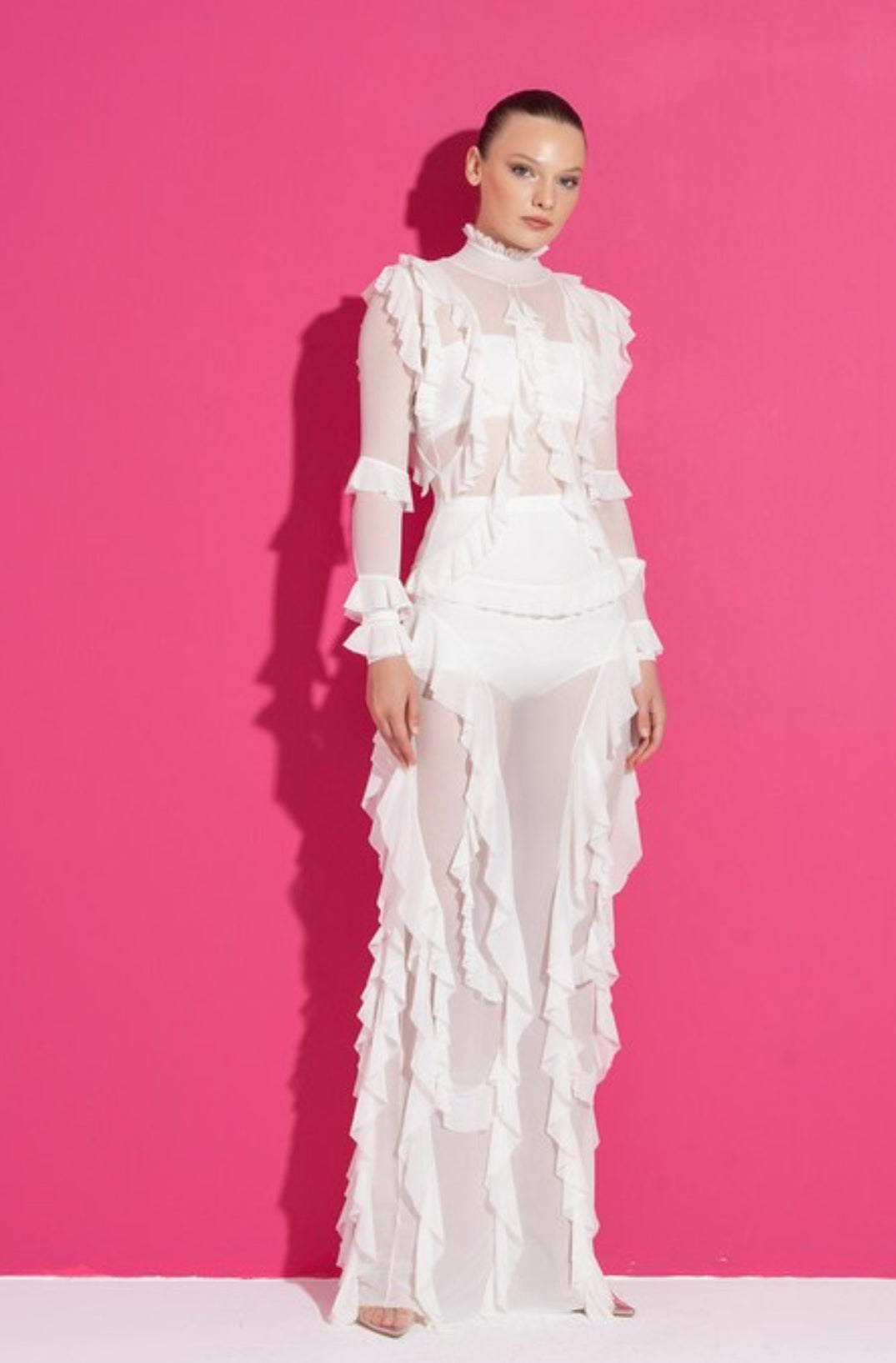 Katherine white mesh dress