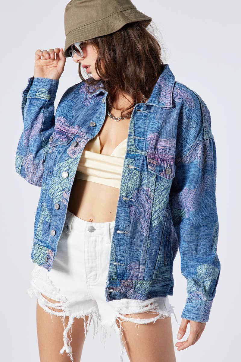 Printed denim jacket