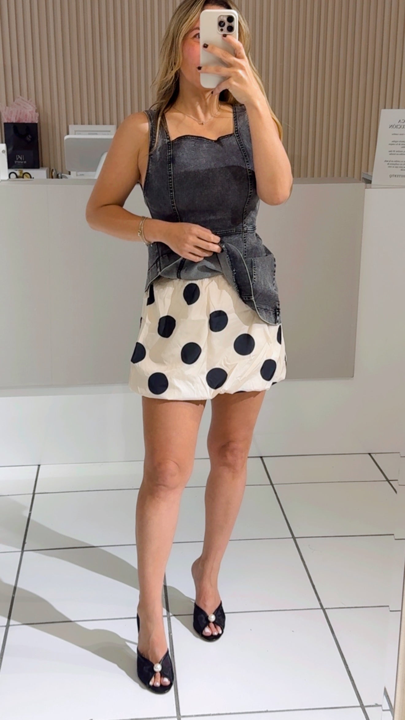 Polka dot bubble skirt
