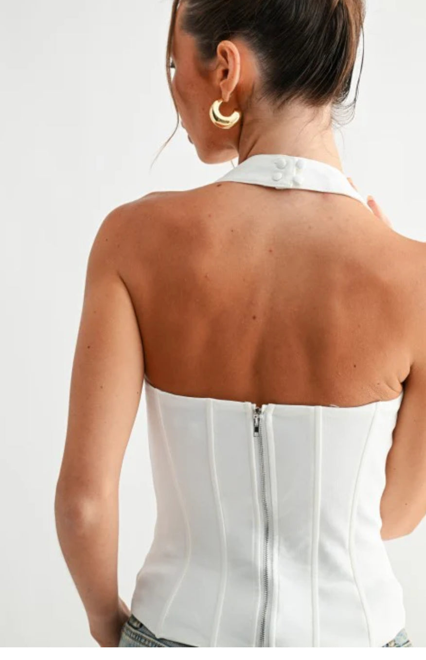 Halter corset white top