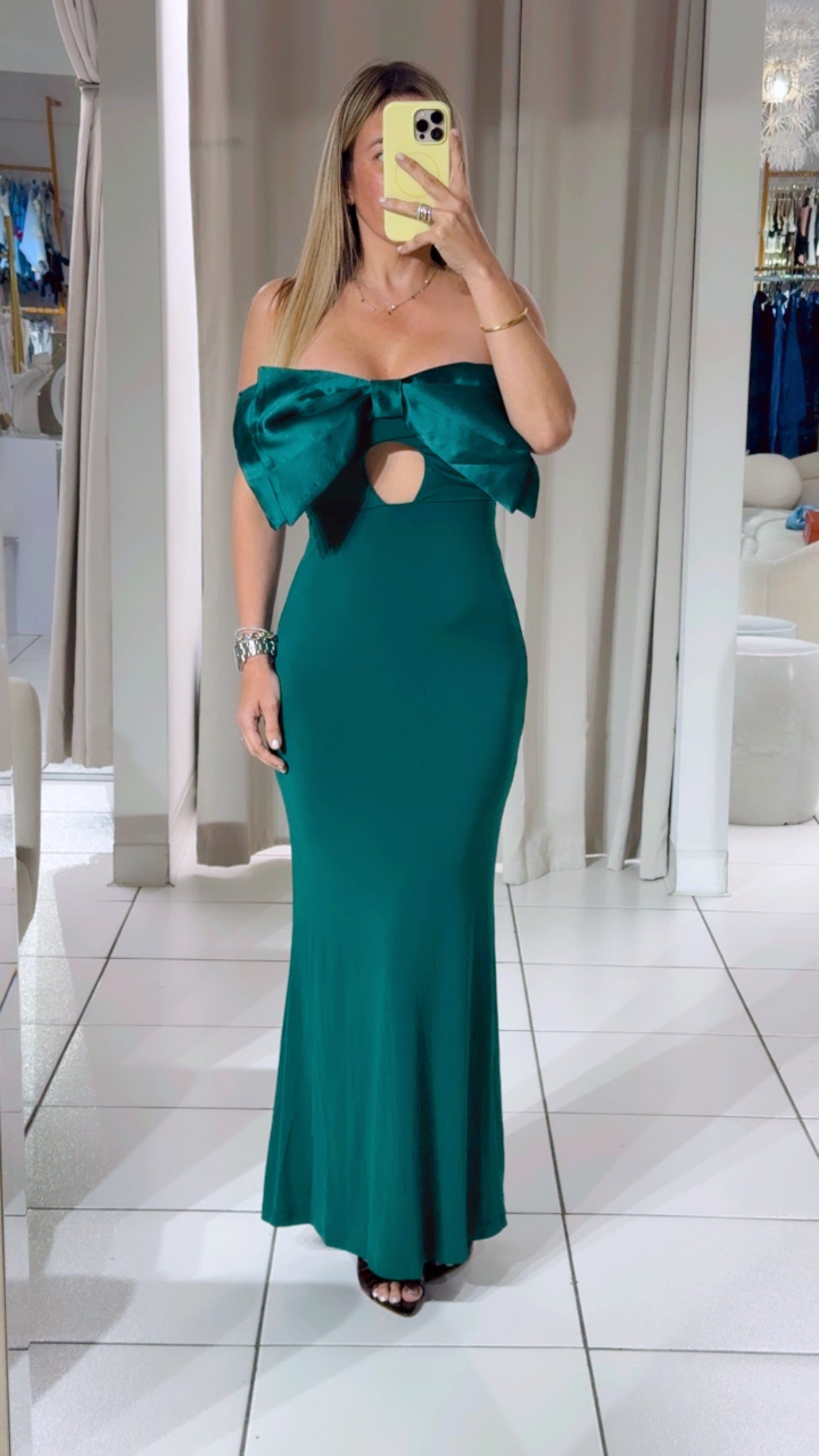 Green bow dress