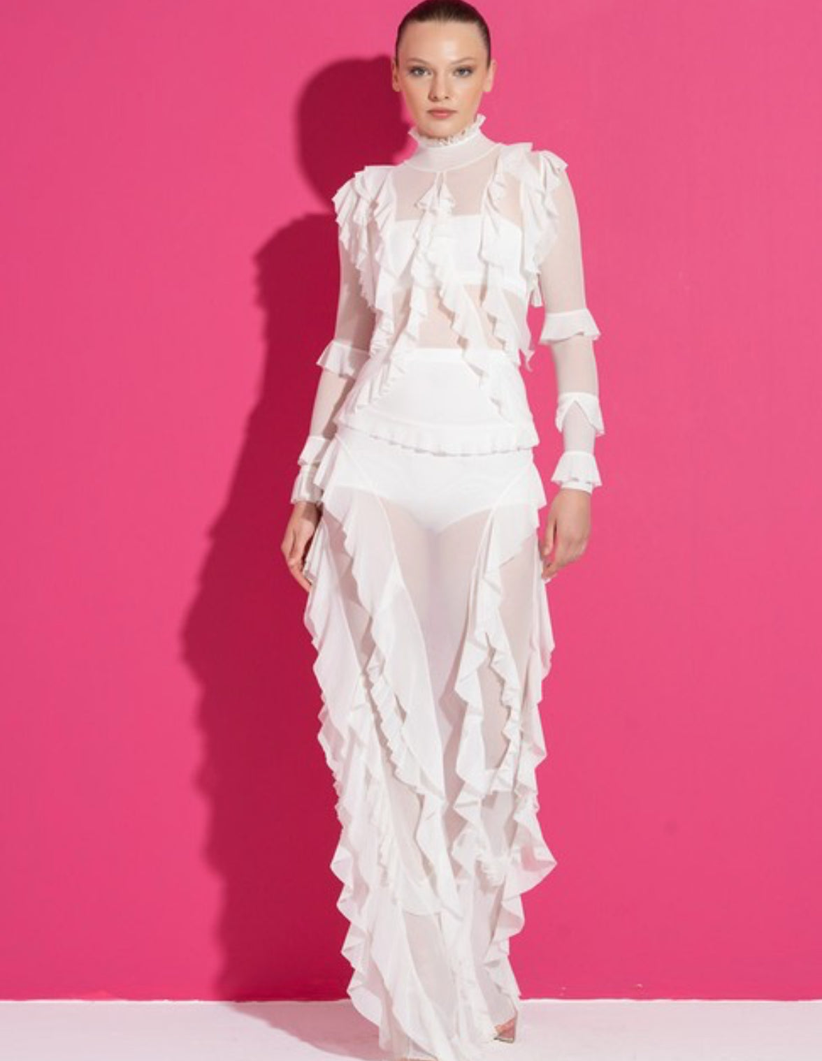 Katherine white mesh dress