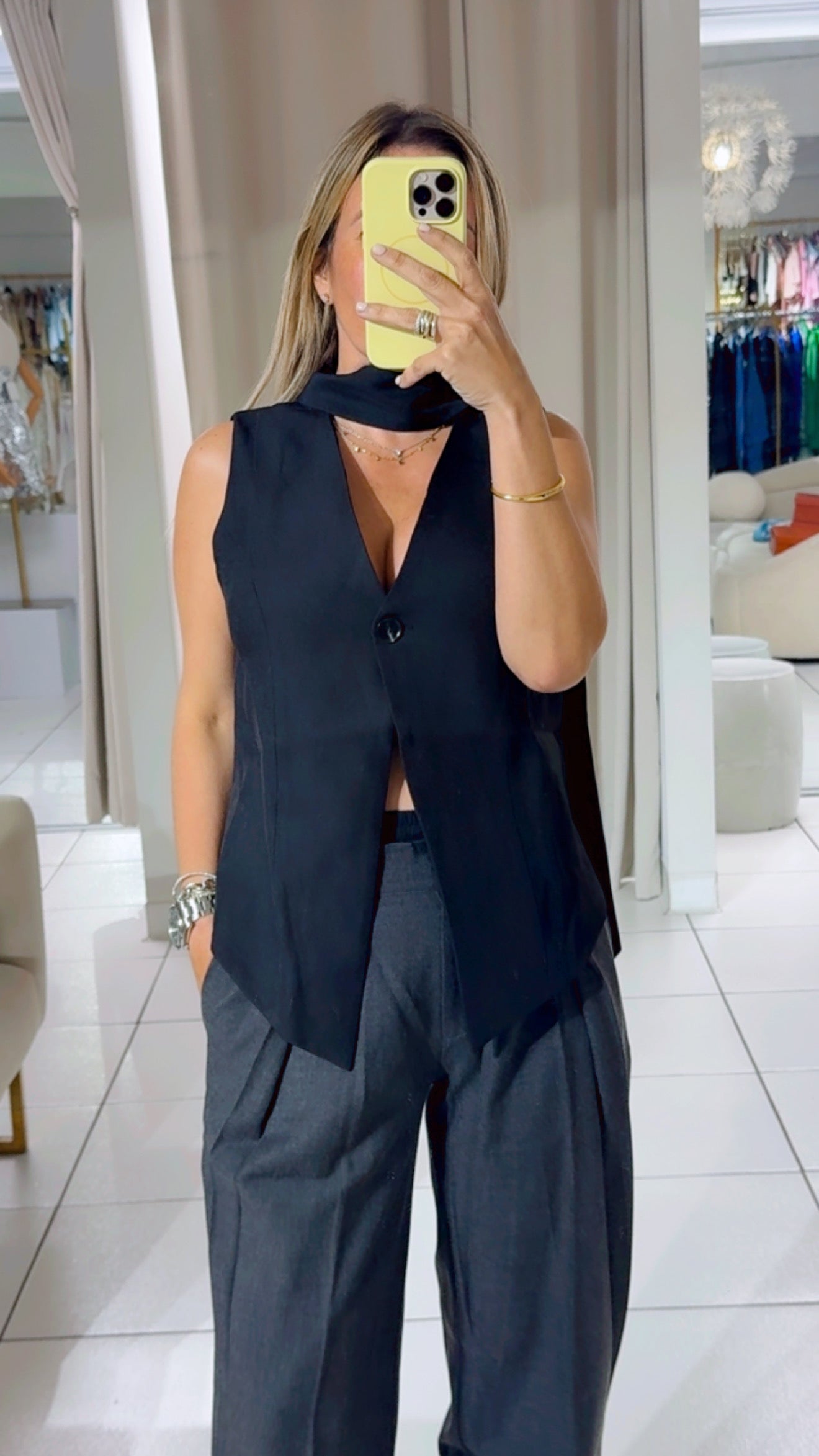 Black long vest