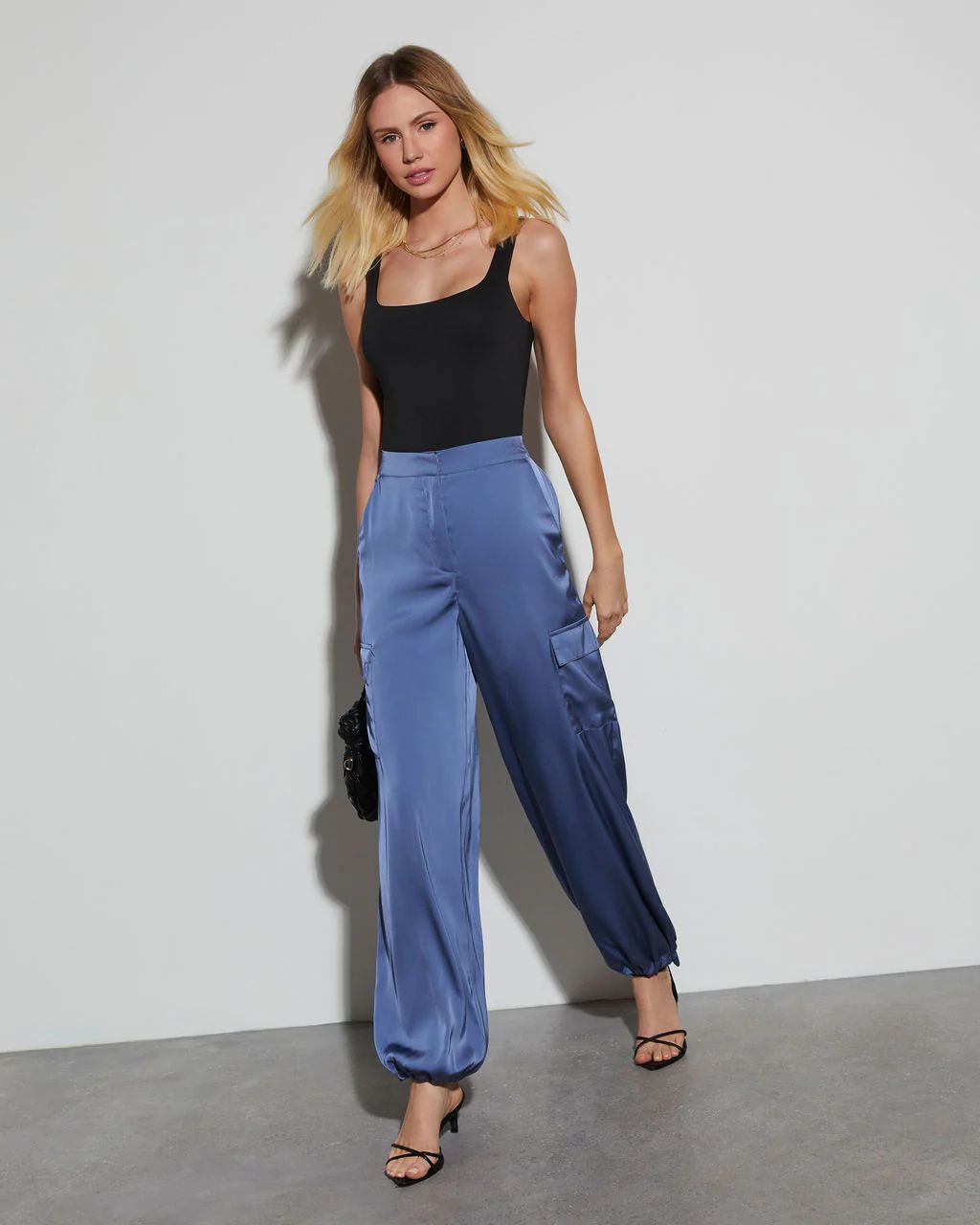 Satin blue joggers