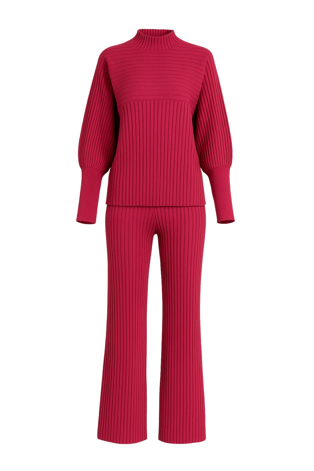 Ribbed Turtleneck and Pants Set