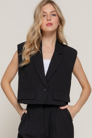 Black lino vest
