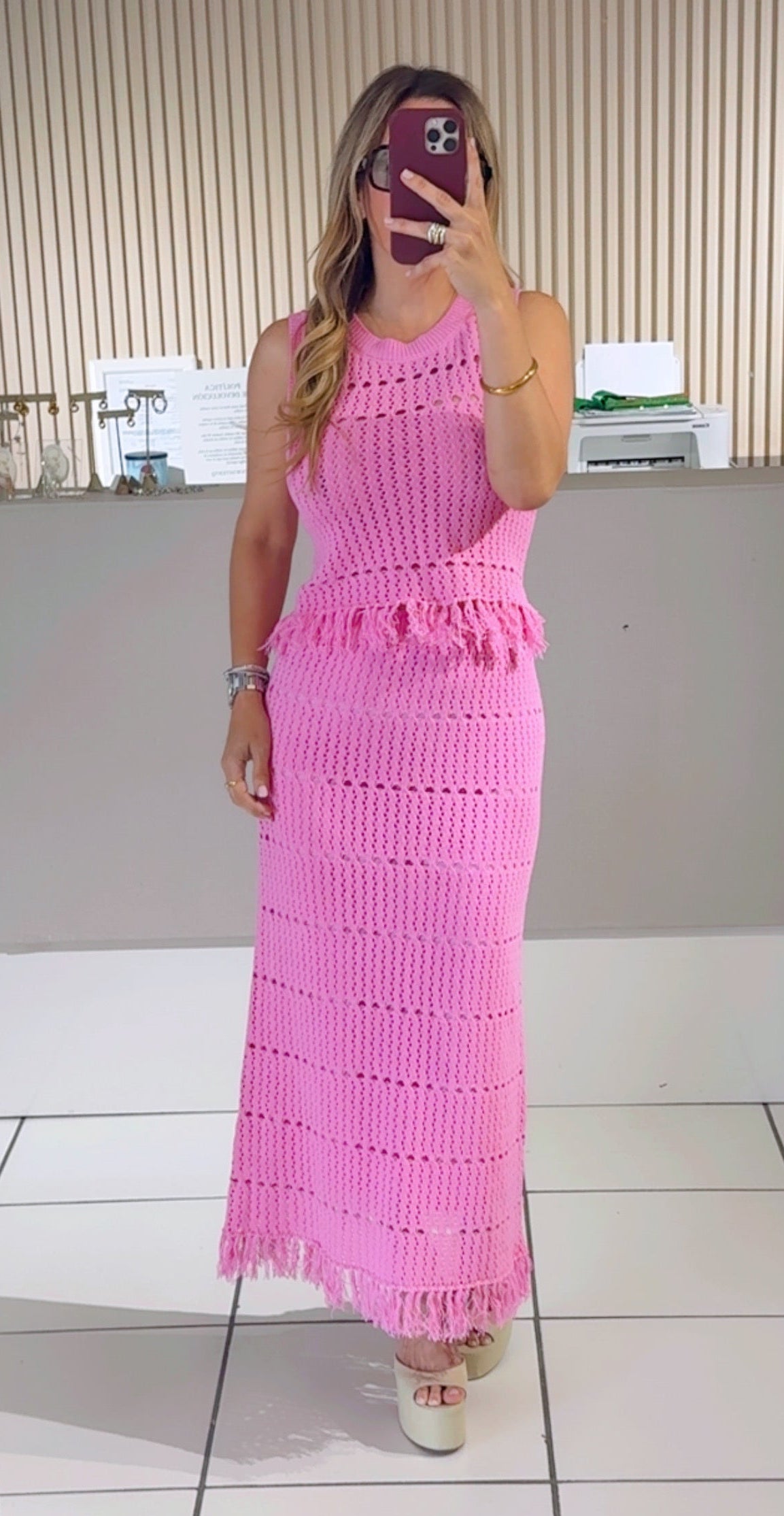 PINK FRINGE TASSEL SET