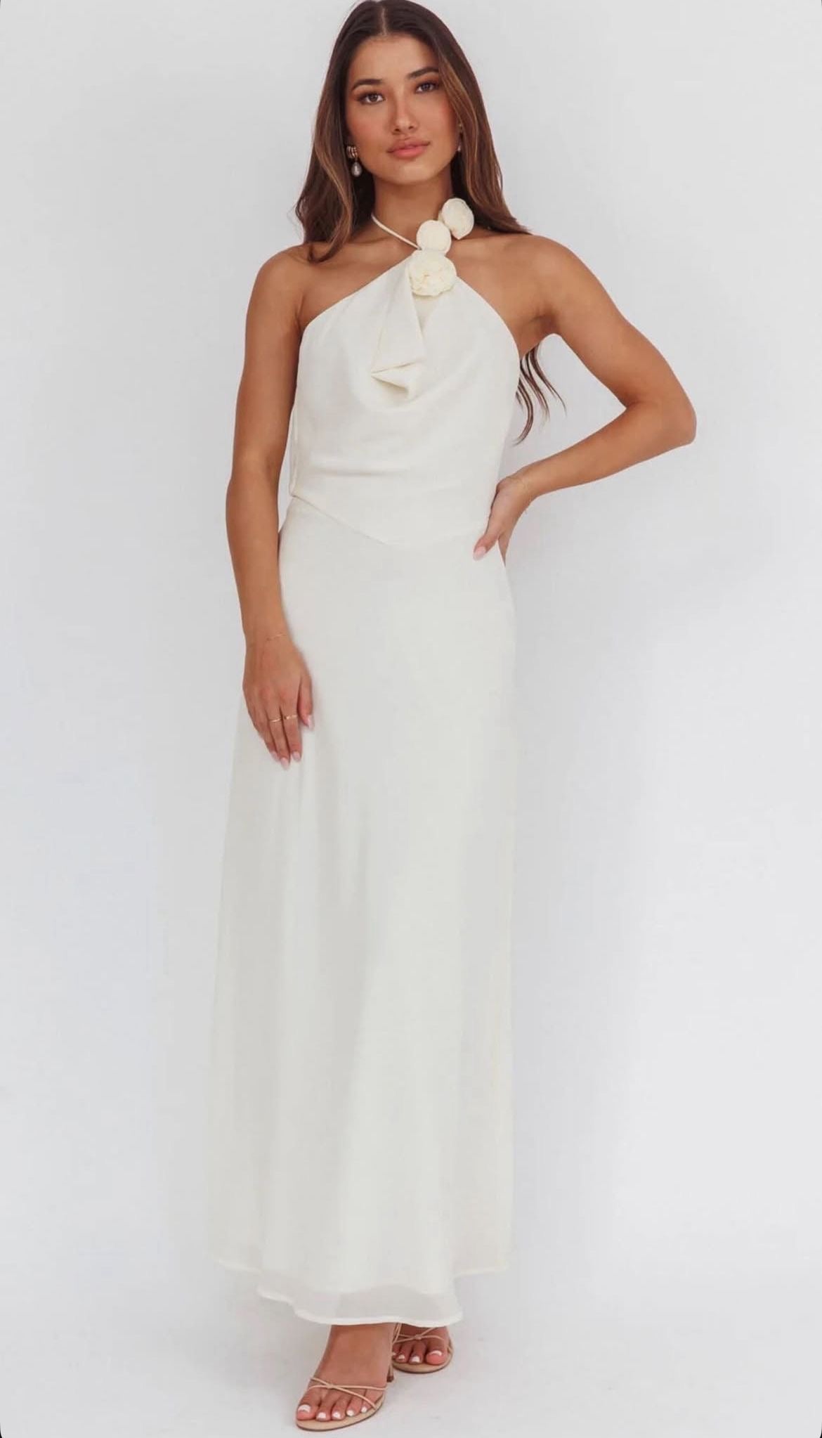 Cream Halter Dress