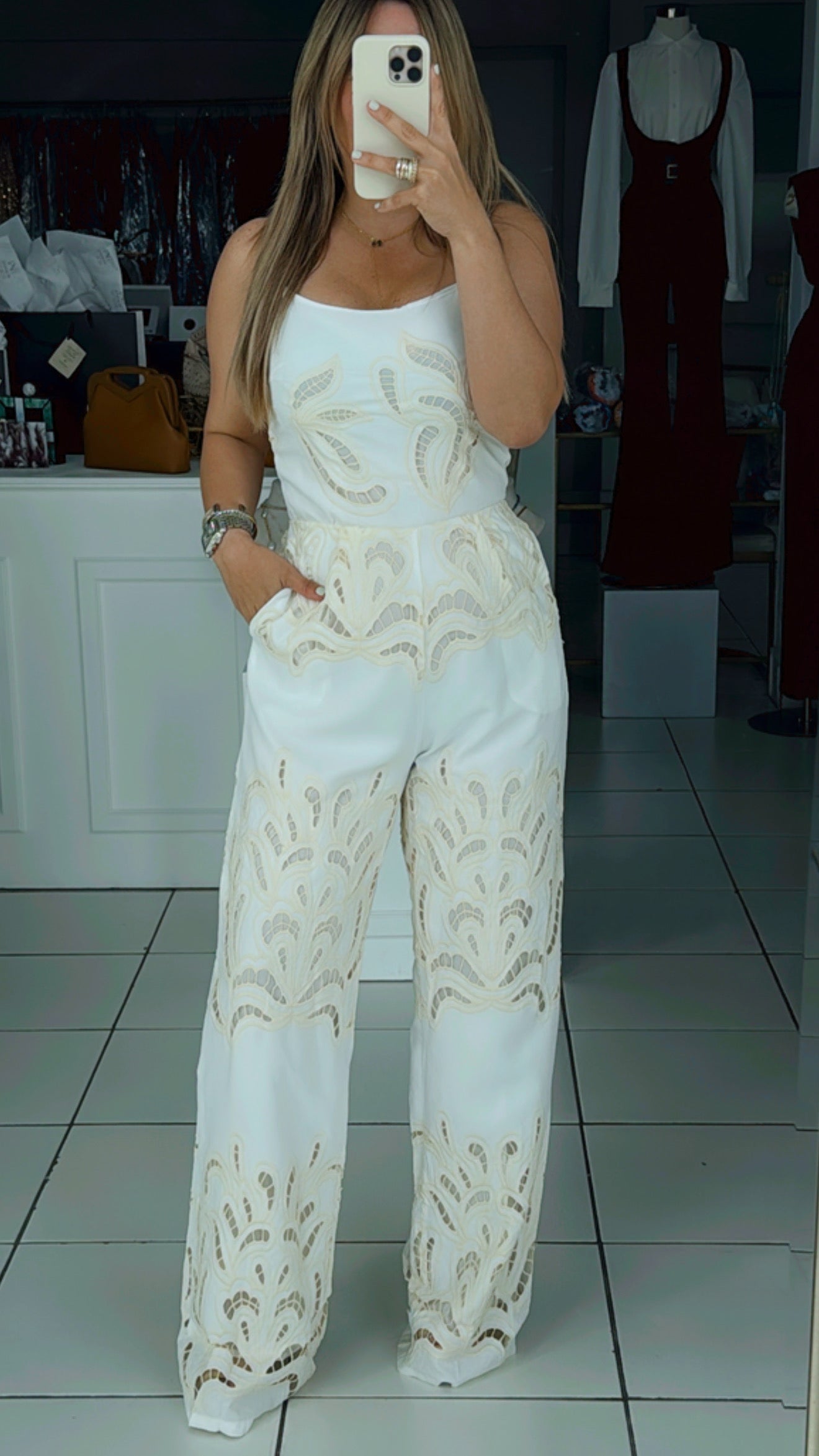 White/nude jumpsuit