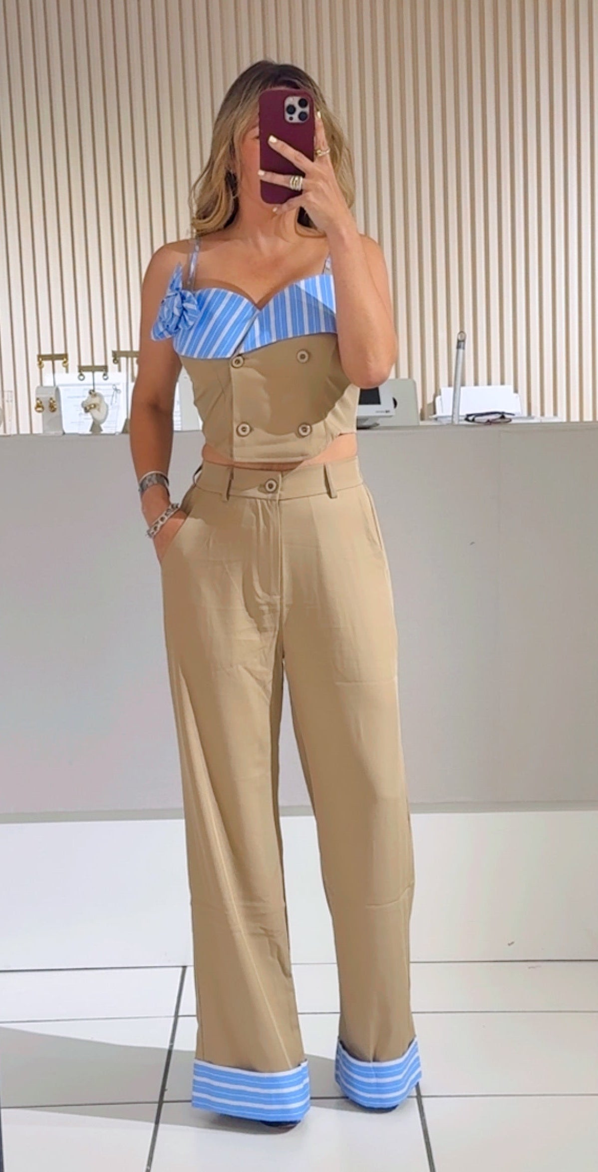Beige and Blue Statement Set