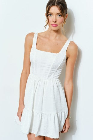 White Square-Neck Mini Dress