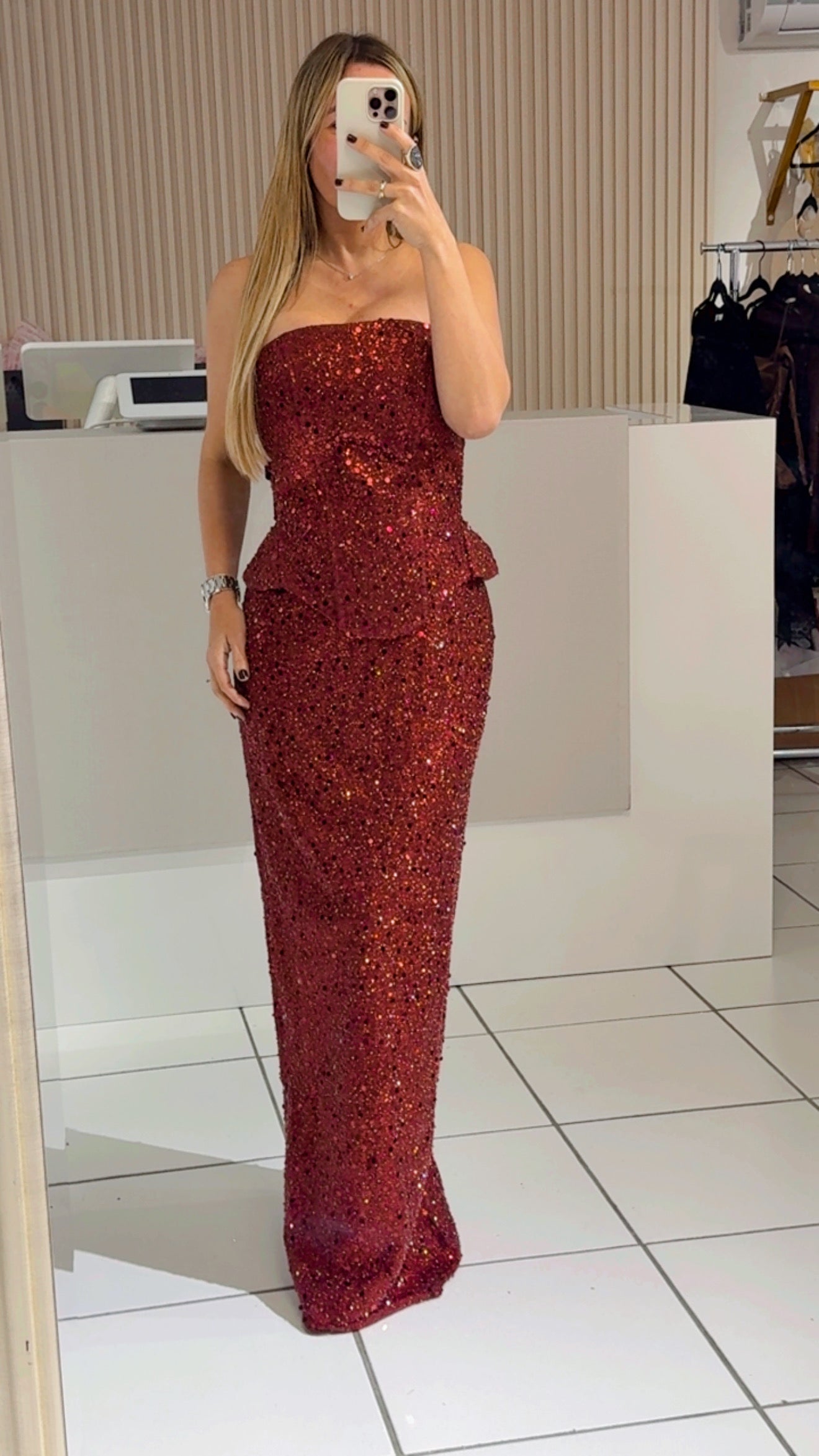 Burgundy sequin set