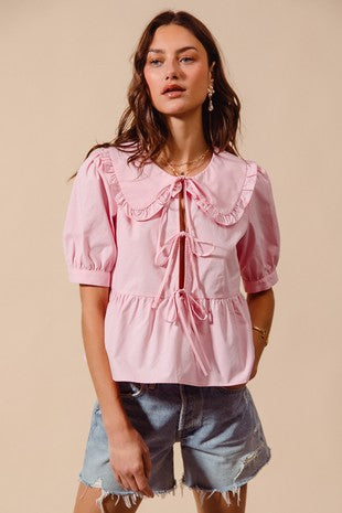 Ribbon tie front top