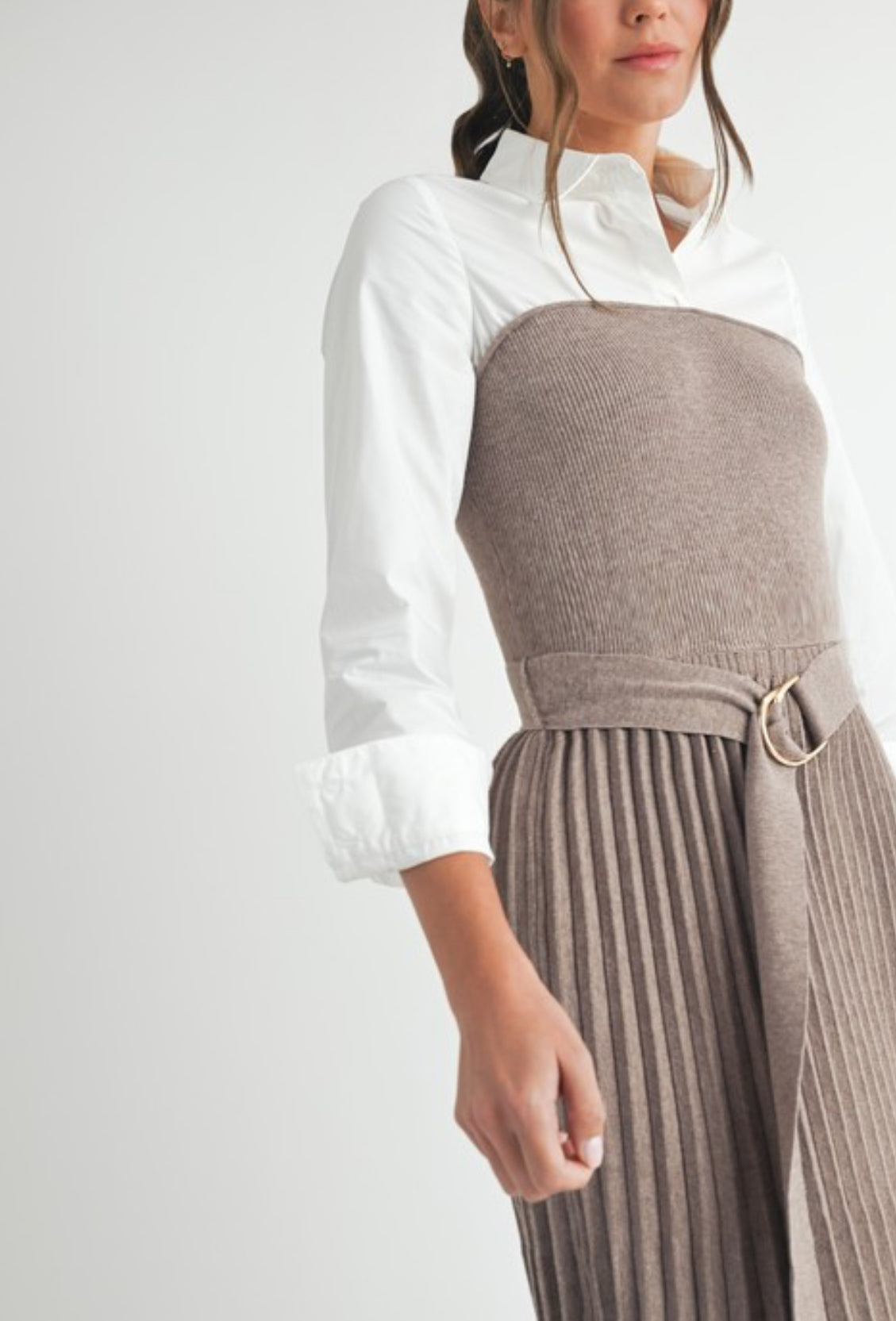 Taupe shirt dress