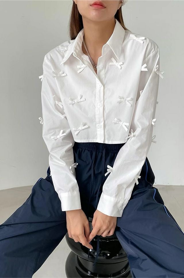 Bow White Polo Top
