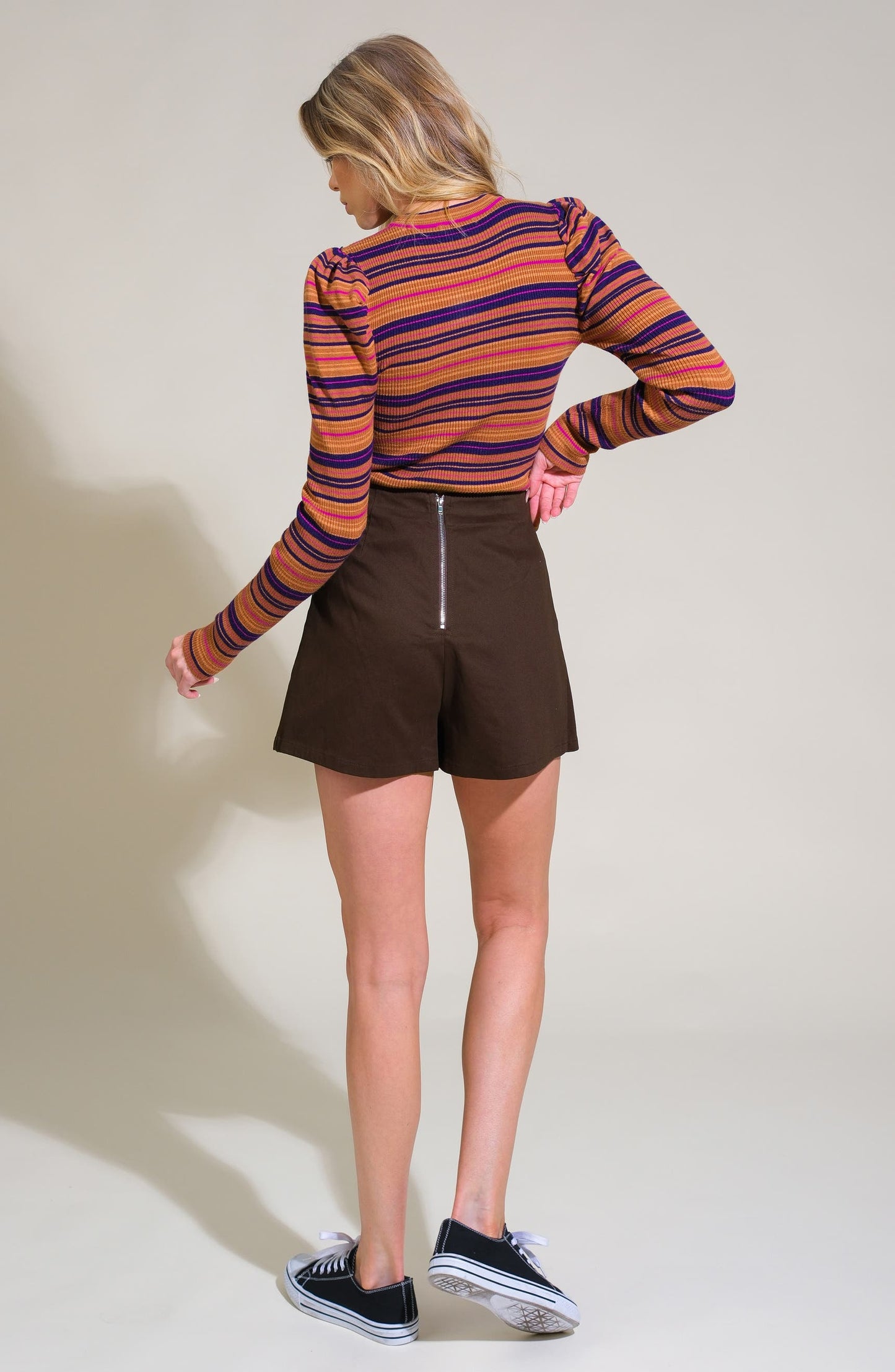 Brown studs skort