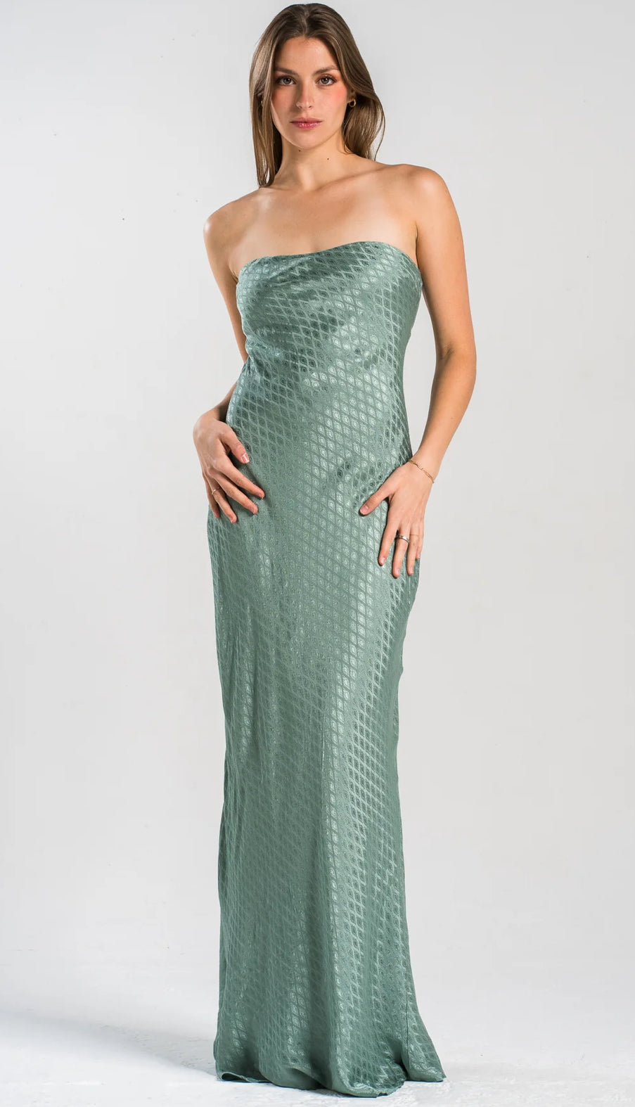 Satin Sage straight dress