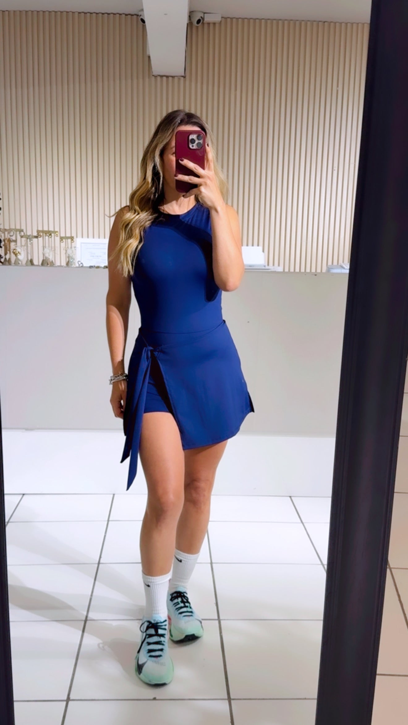 Sleeveless Tie Front Tennis Dress With Shorts