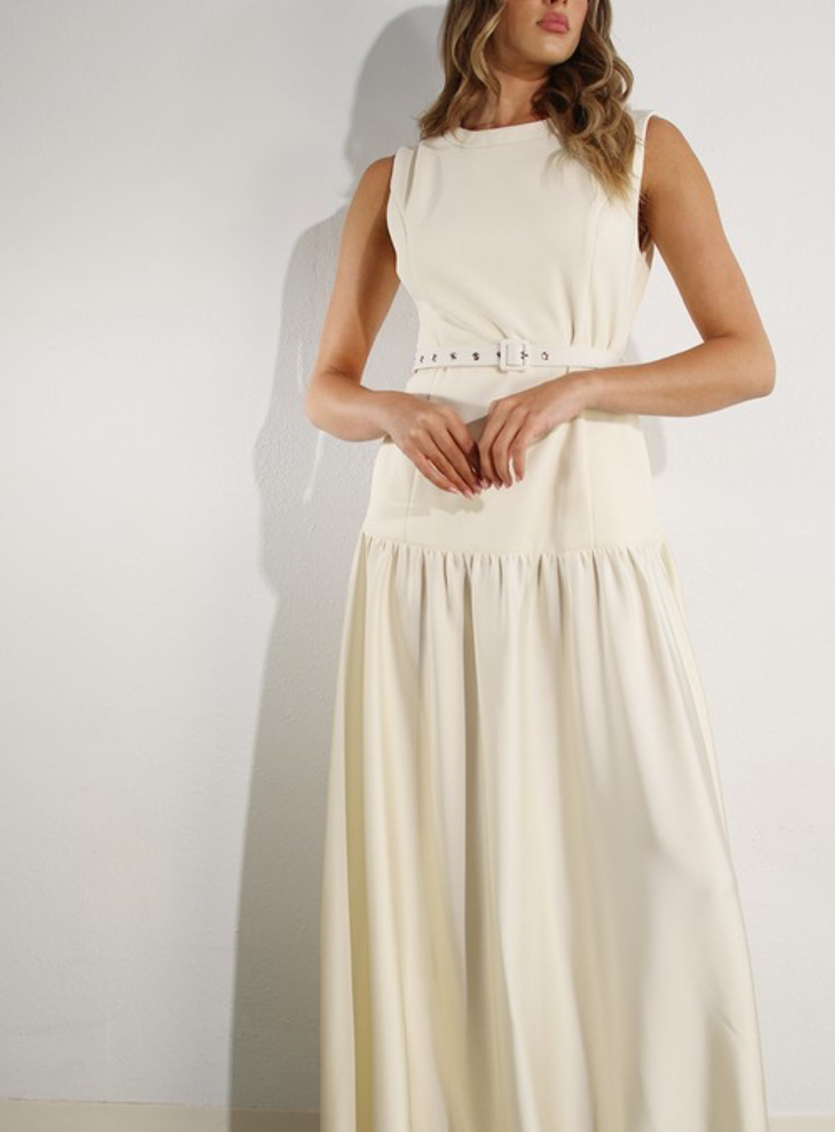 Cream satin maxi