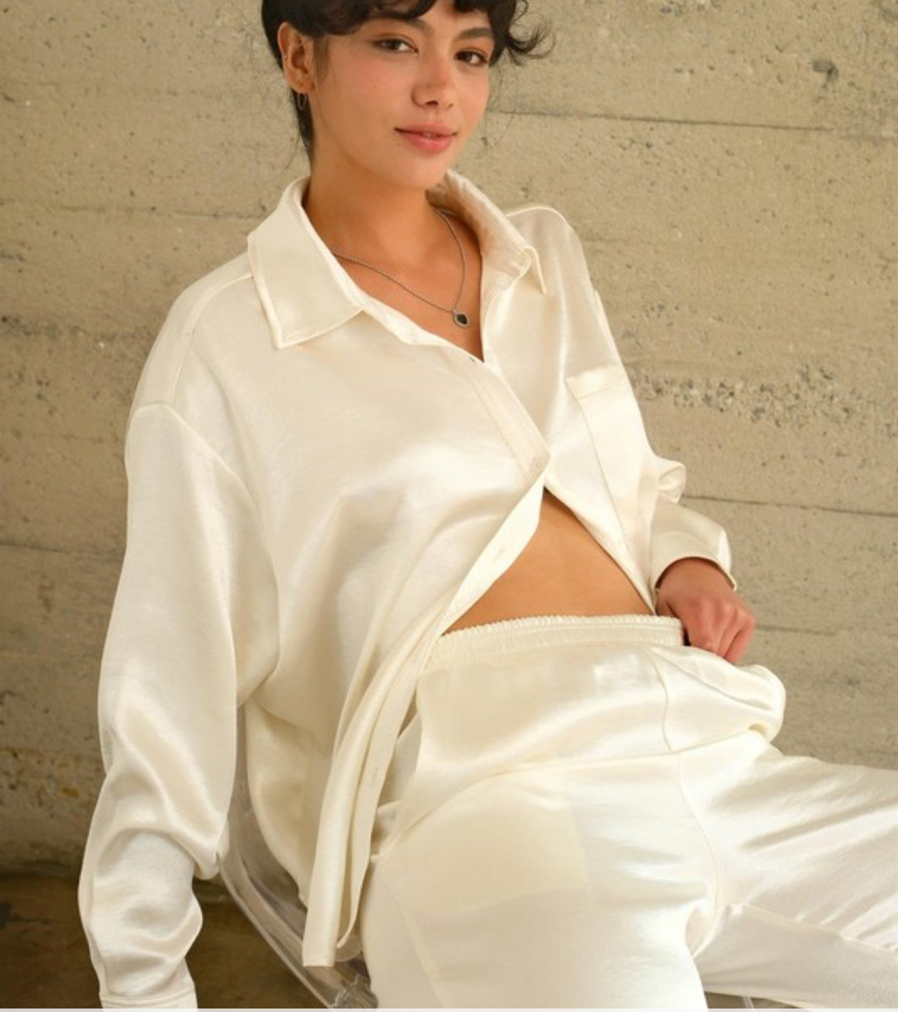 Cream satin set