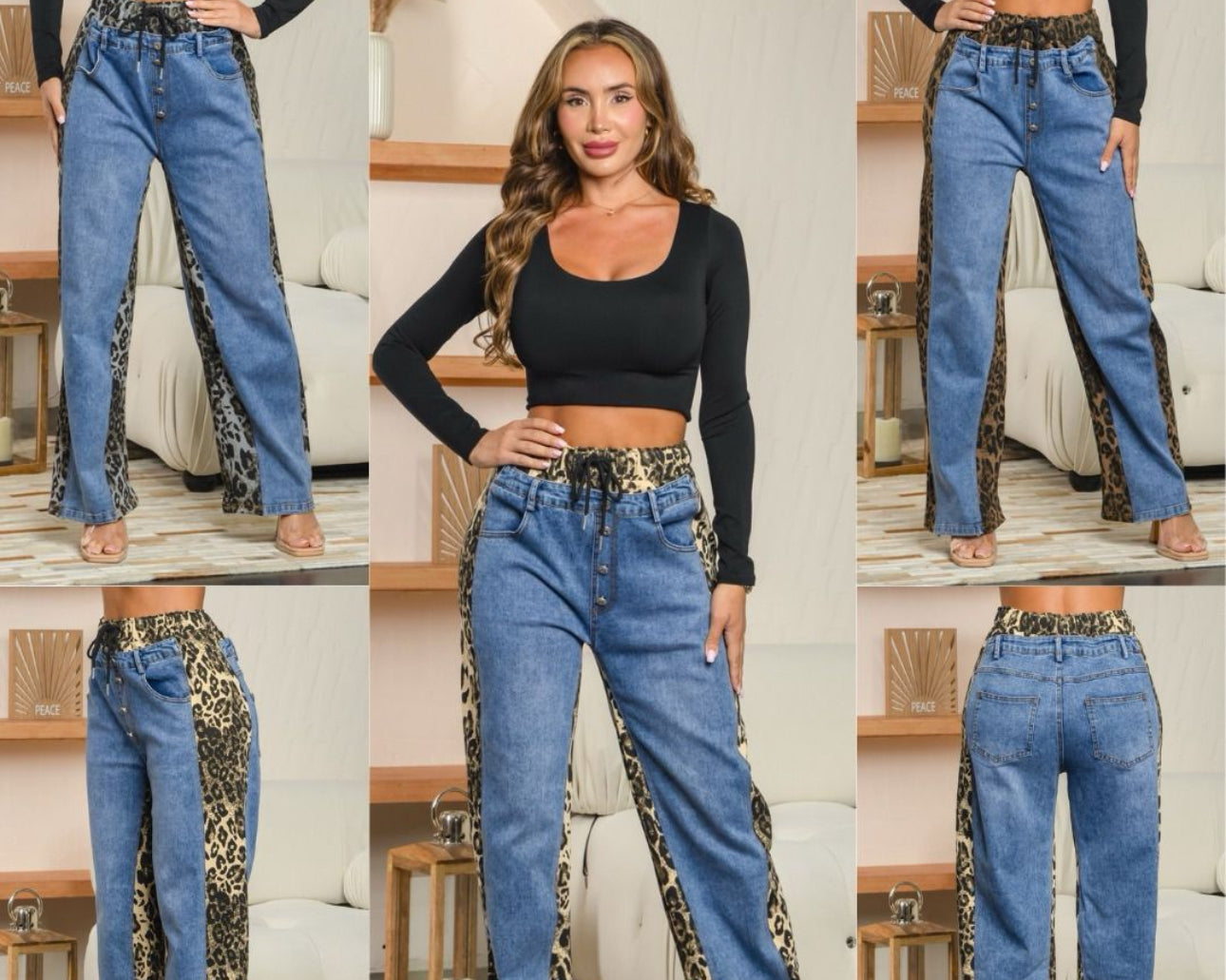 Animal print denim