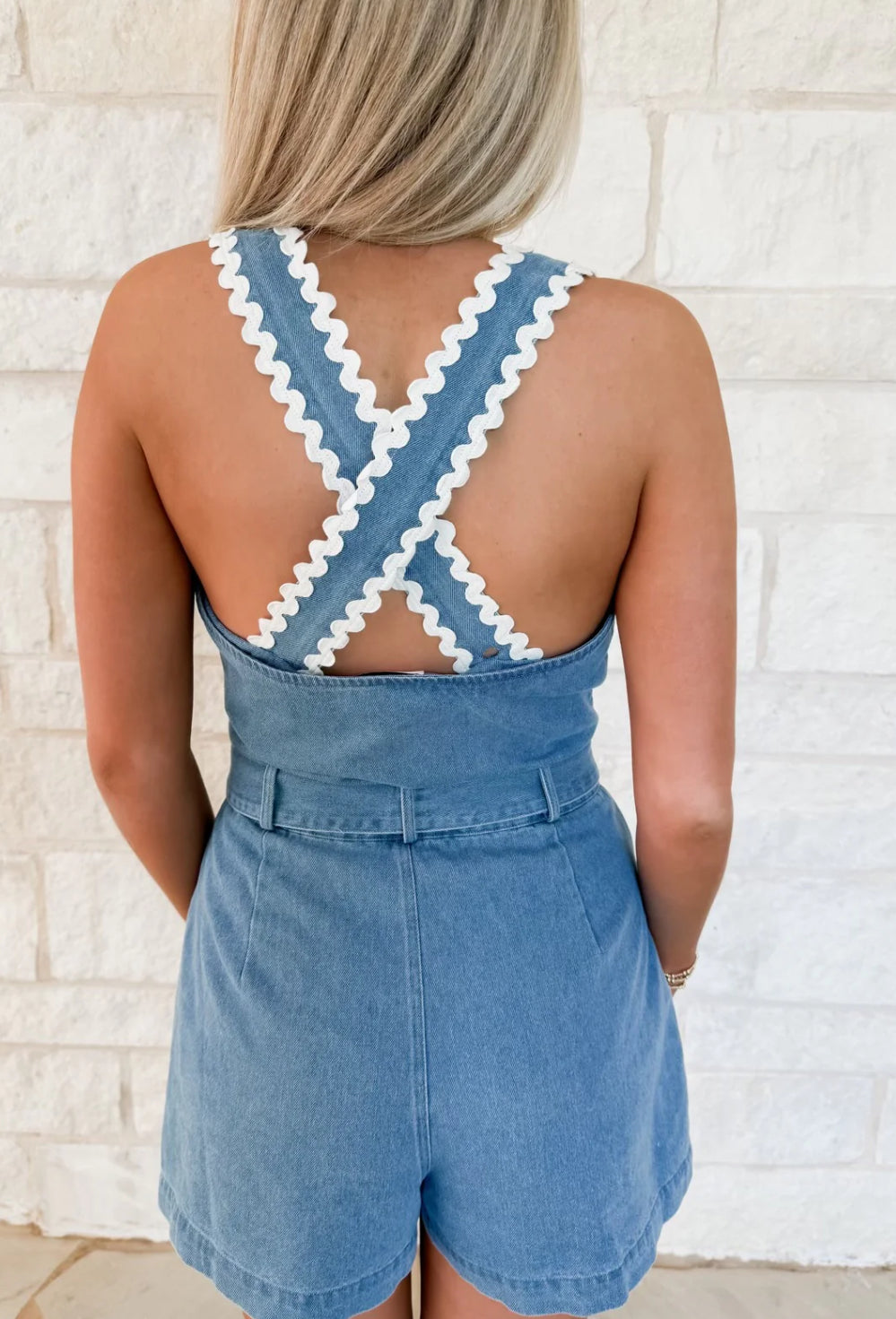 Ric rac denim romper