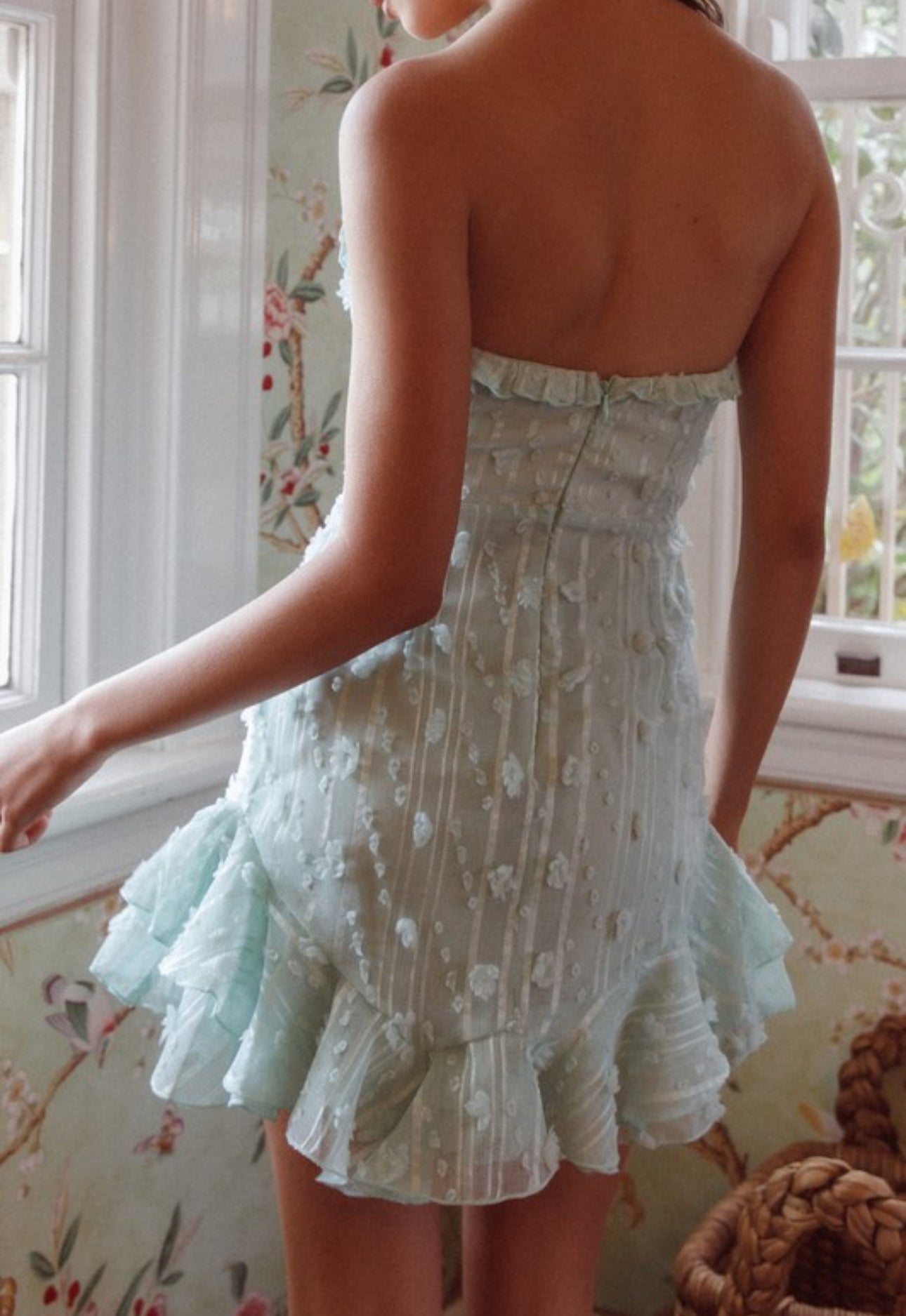Sage texture short dress
