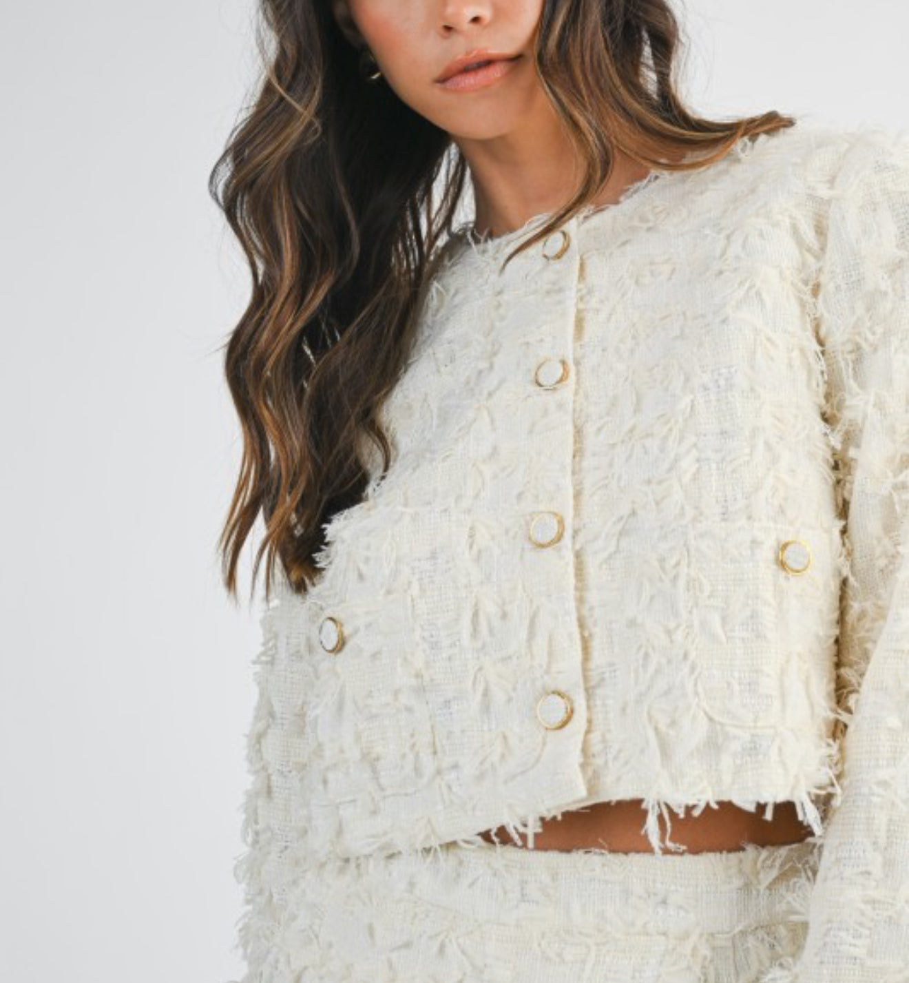 Textured tweed cream set